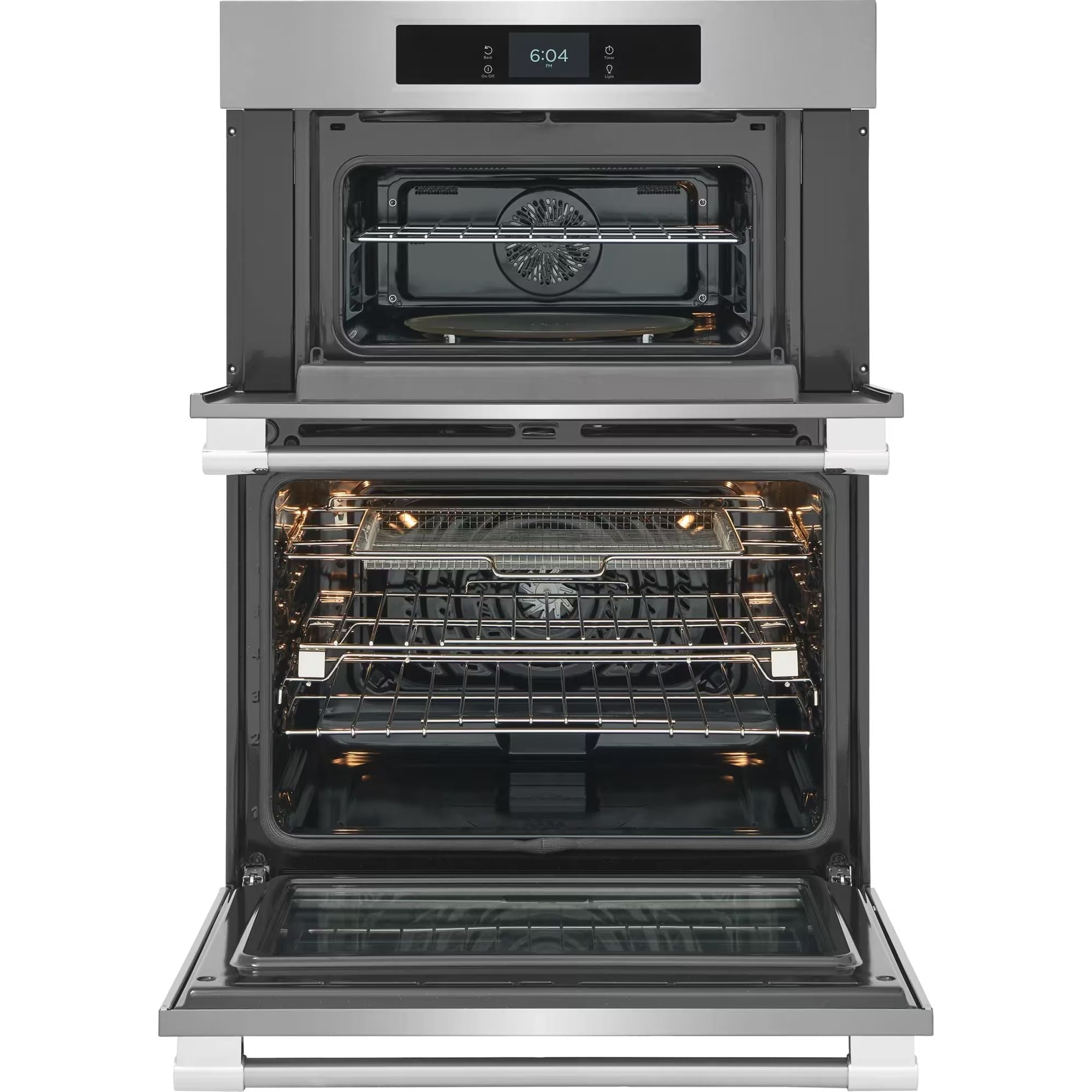 Frigidaire Professional 30-inch stainless steel single wall oven with stone-baked pizza feature and digital controls.