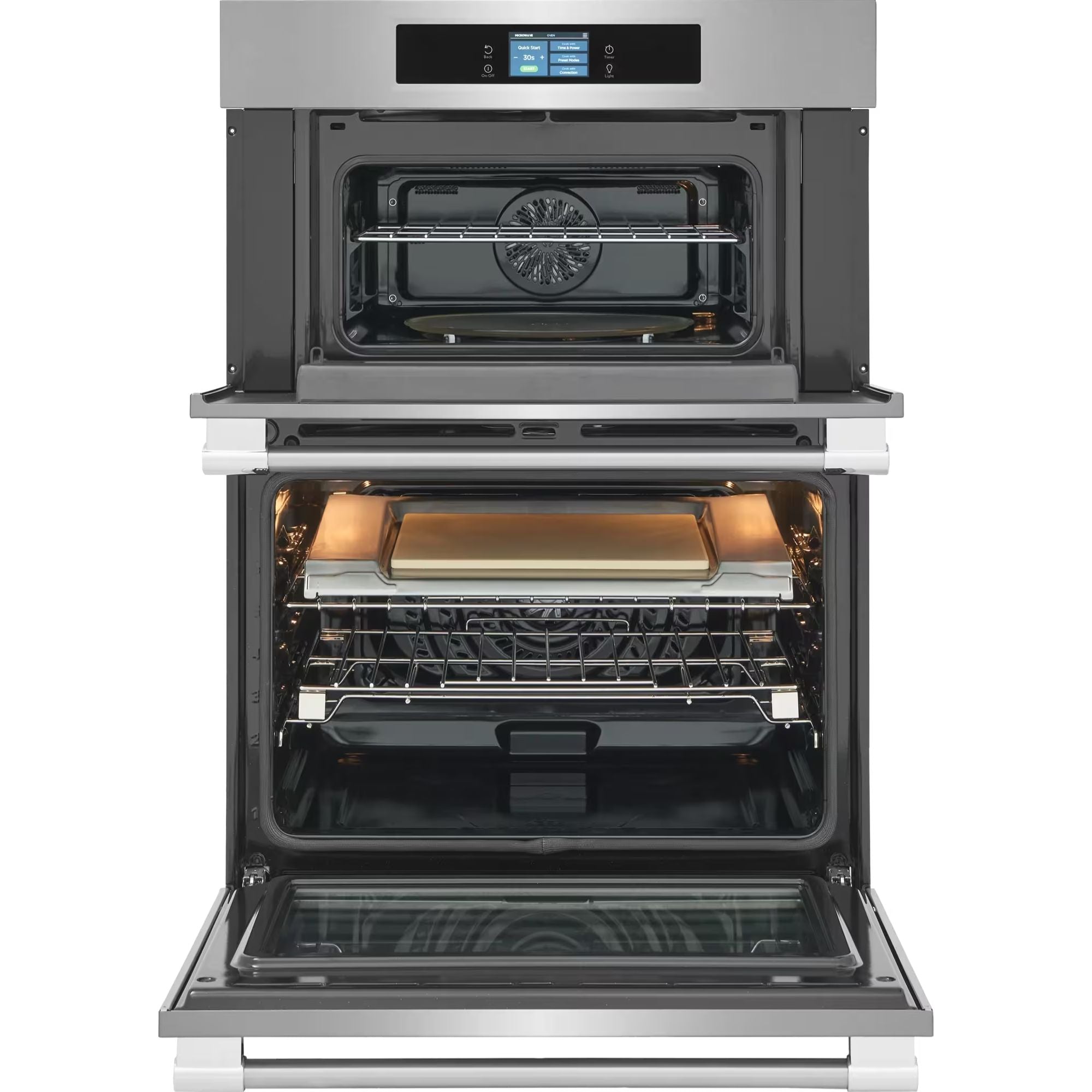 Frigidaire Professional 30-inch stainless steel single wall oven with stone-baked pizza feature and digital controls.