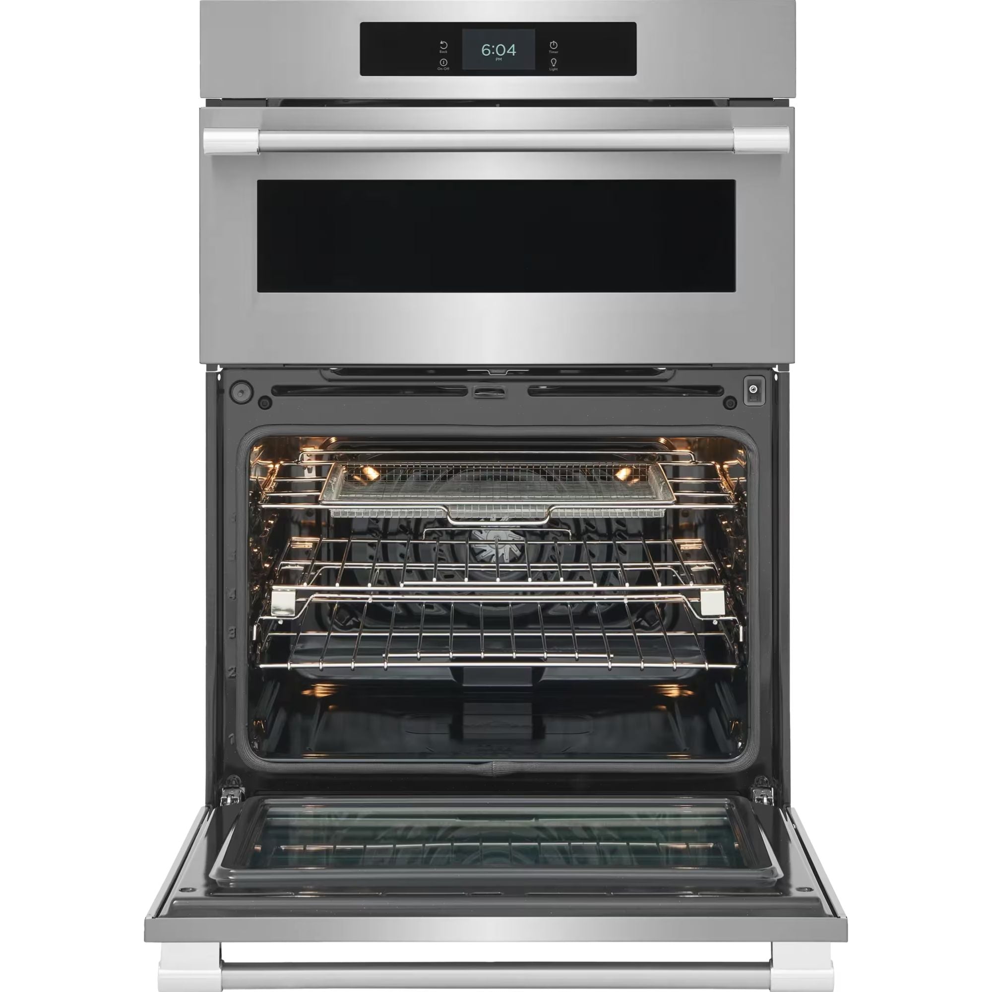 Frigidaire Professional 30-inch stainless steel single wall oven with stone-baked pizza feature and digital controls.