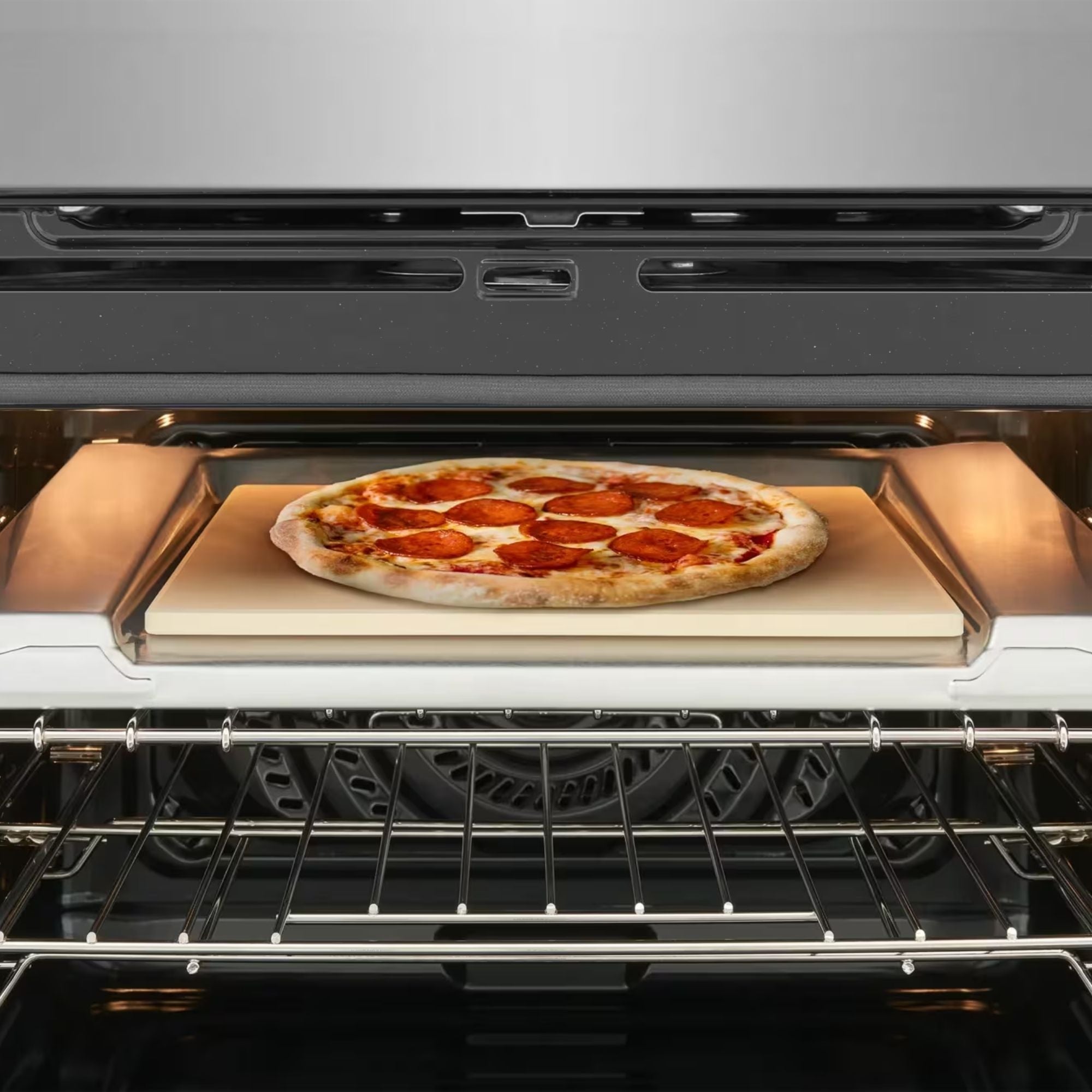 Frigidaire Professional 30-inch stainless steel wall oven with microwave combination and stone-baked pizza mode, modern kitchen appliance