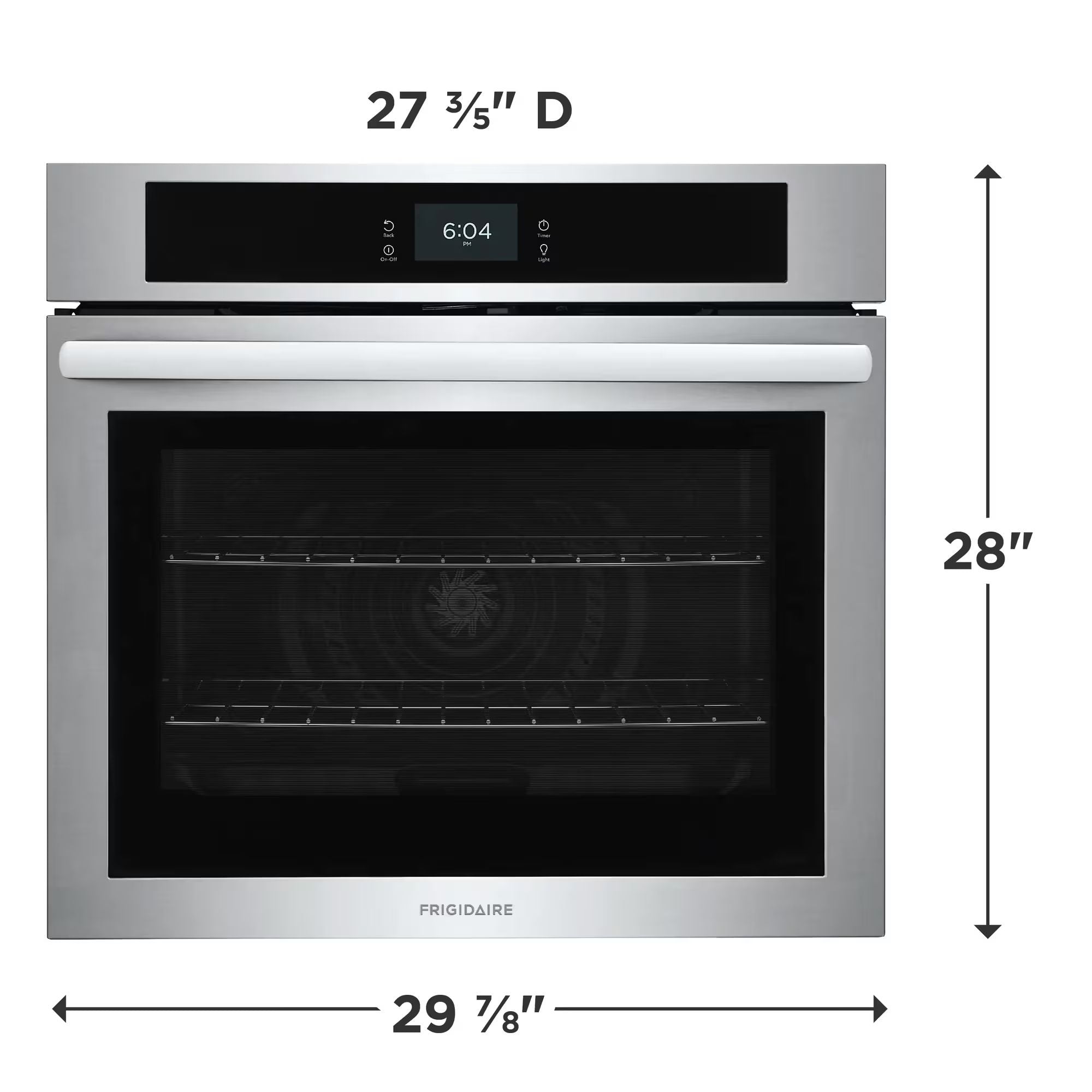 Frigidaire Professional 30-inch stainless steel single wall oven with total convection baking and modern design.