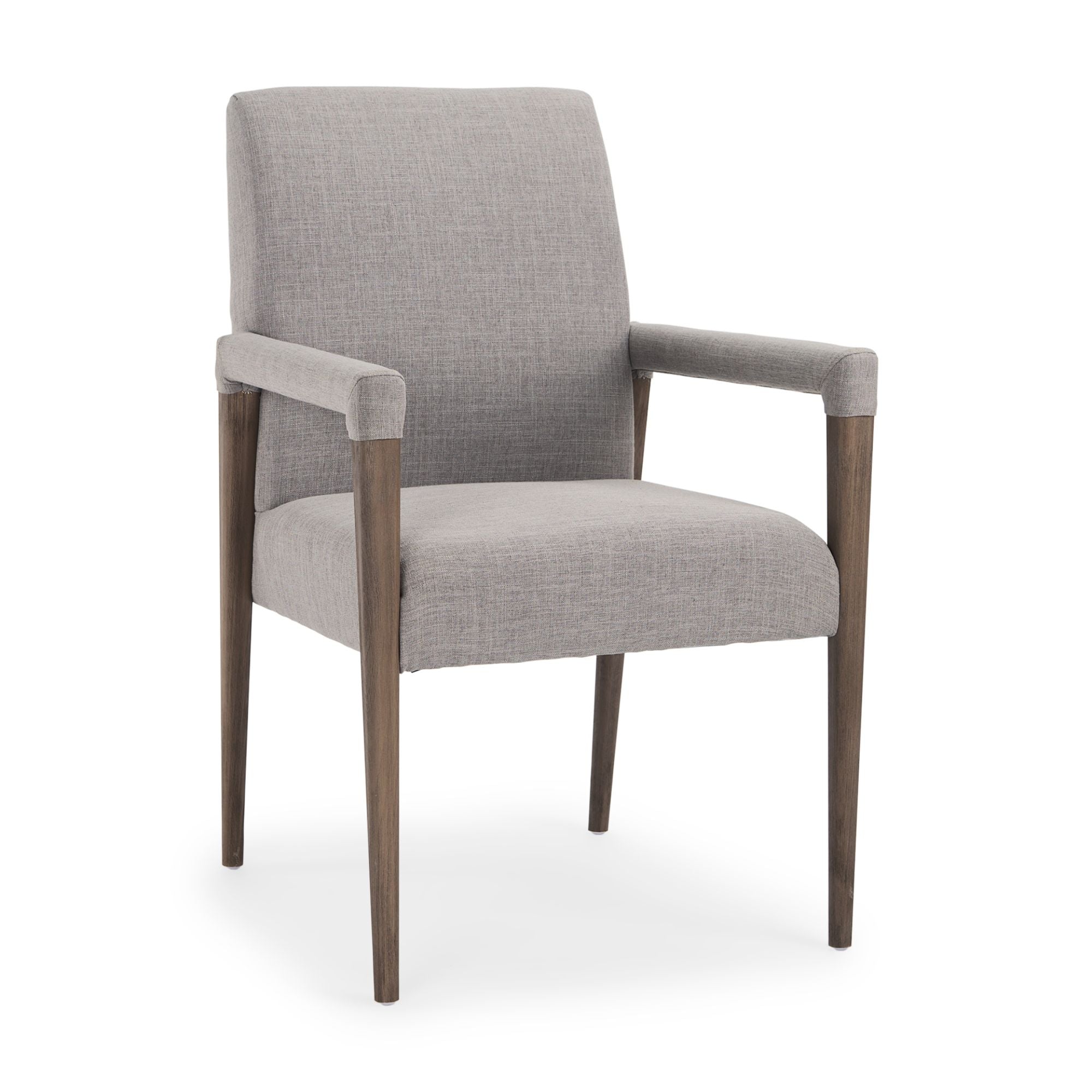 Gray Mercana Palisades Dining Armchair with padded seat and armrests, showcasing a modern and comfortable dining chair design.
