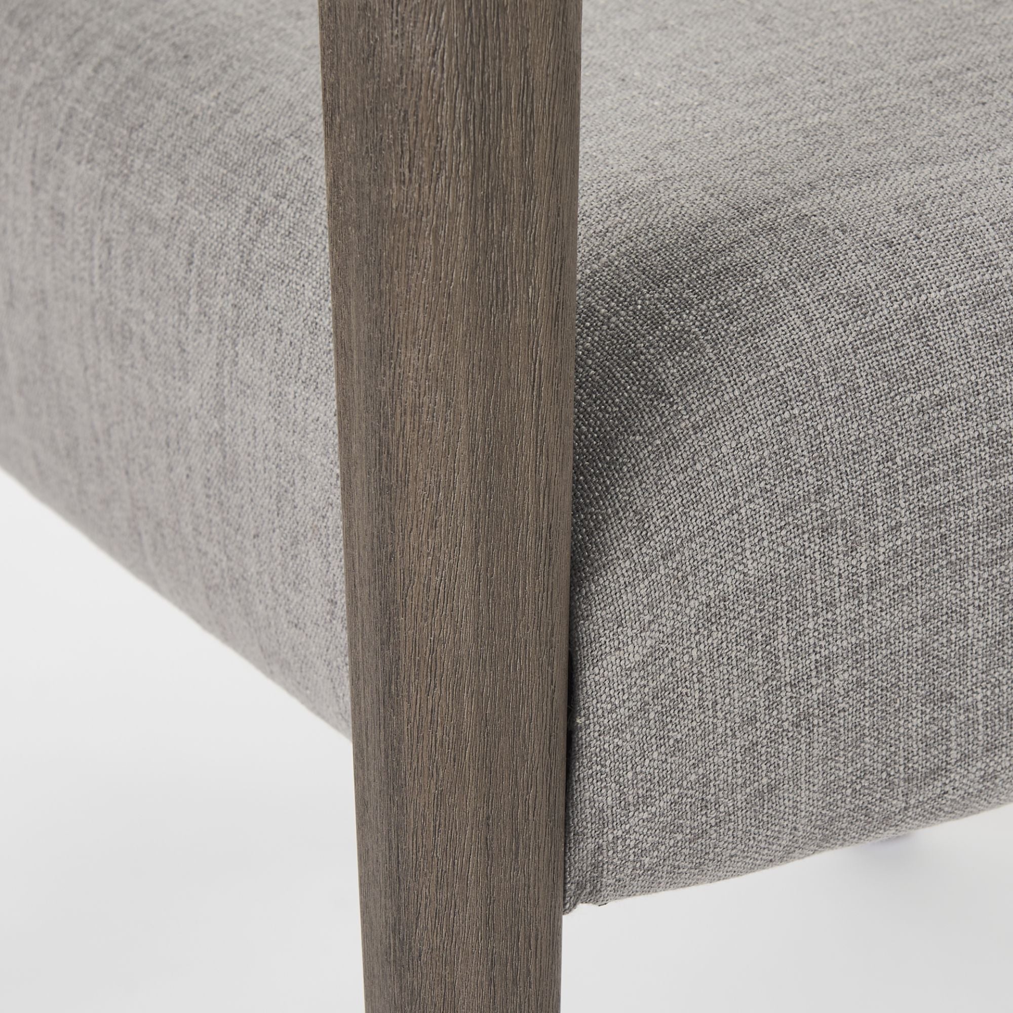 Gray Mercana Palisades Dining Armchair with upholstered seat and wooden legs, modern design for dining room decor.