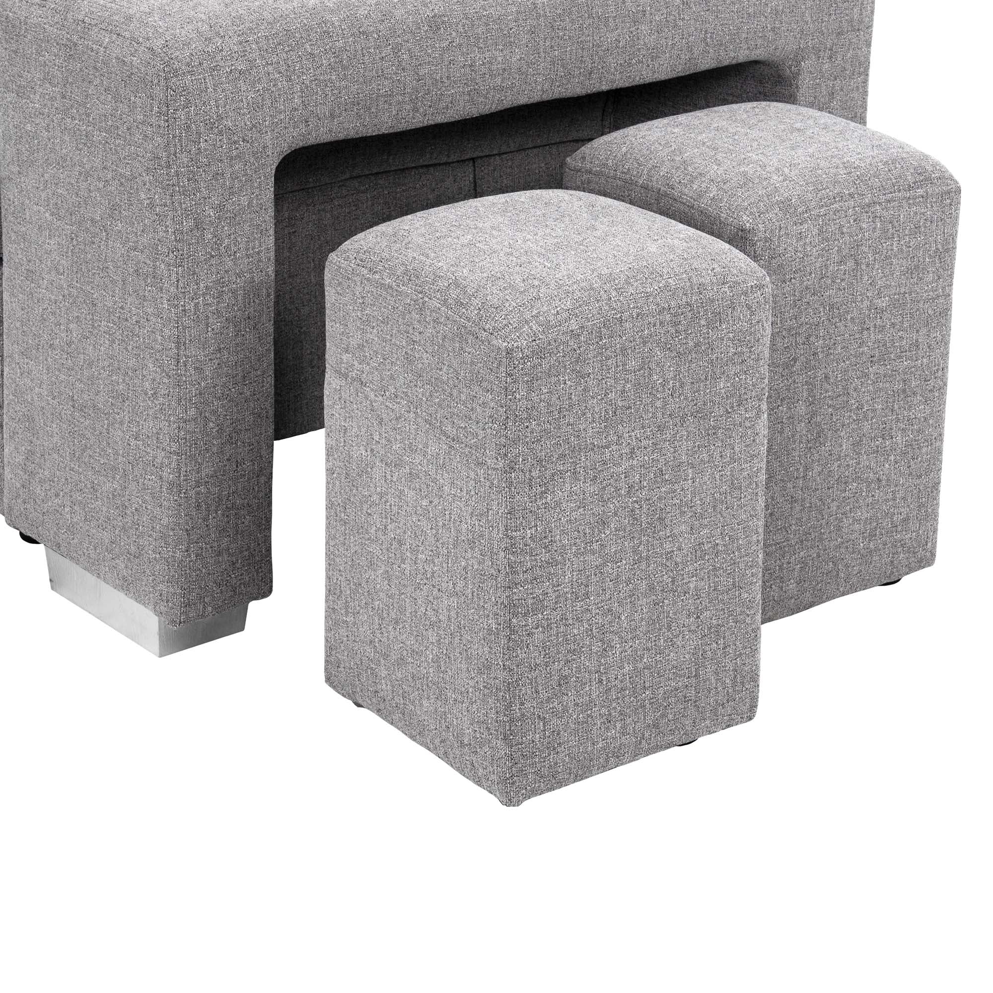 Pamina Sectional Sleeper with Storage Chaise & Two Stools