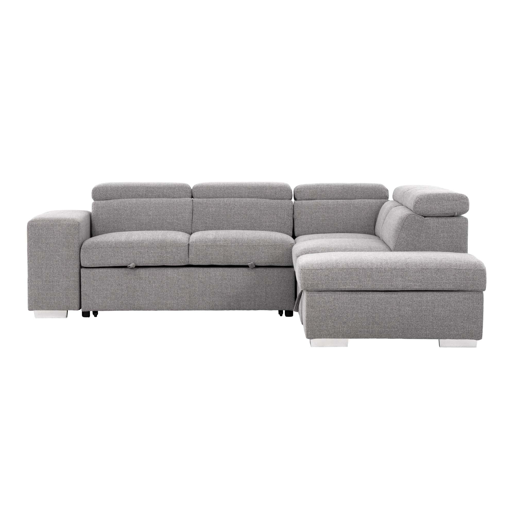 Pamina Sectional Sleeper with Storage Chaise & Two Stools