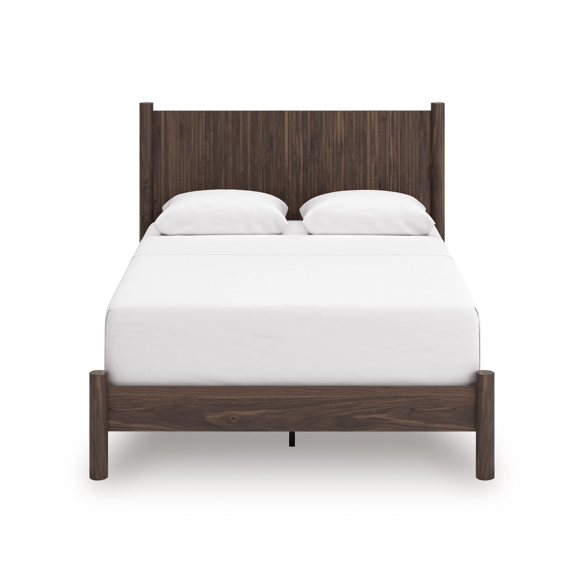 Pamytta Panel Platform Bed by Signature Ashley in a bedroom setting with a modern design and neutral bedding.