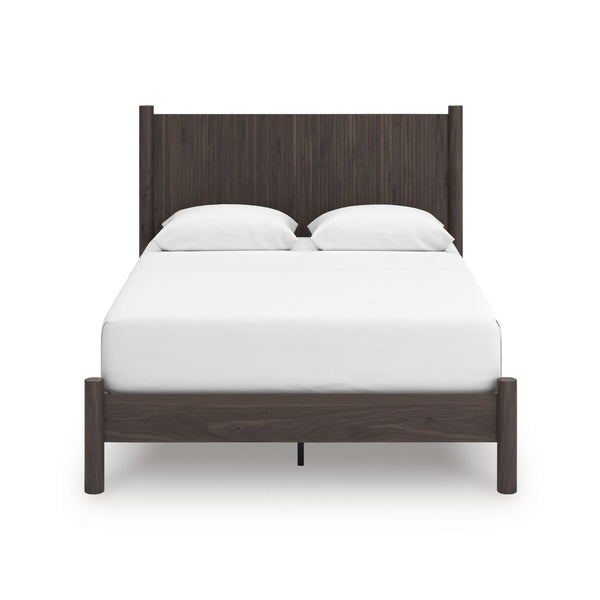 Ashley Pamytta Panel Platform Bedroom Set with bed frame, headboard, and matching furniture, in a modern bedroom setting