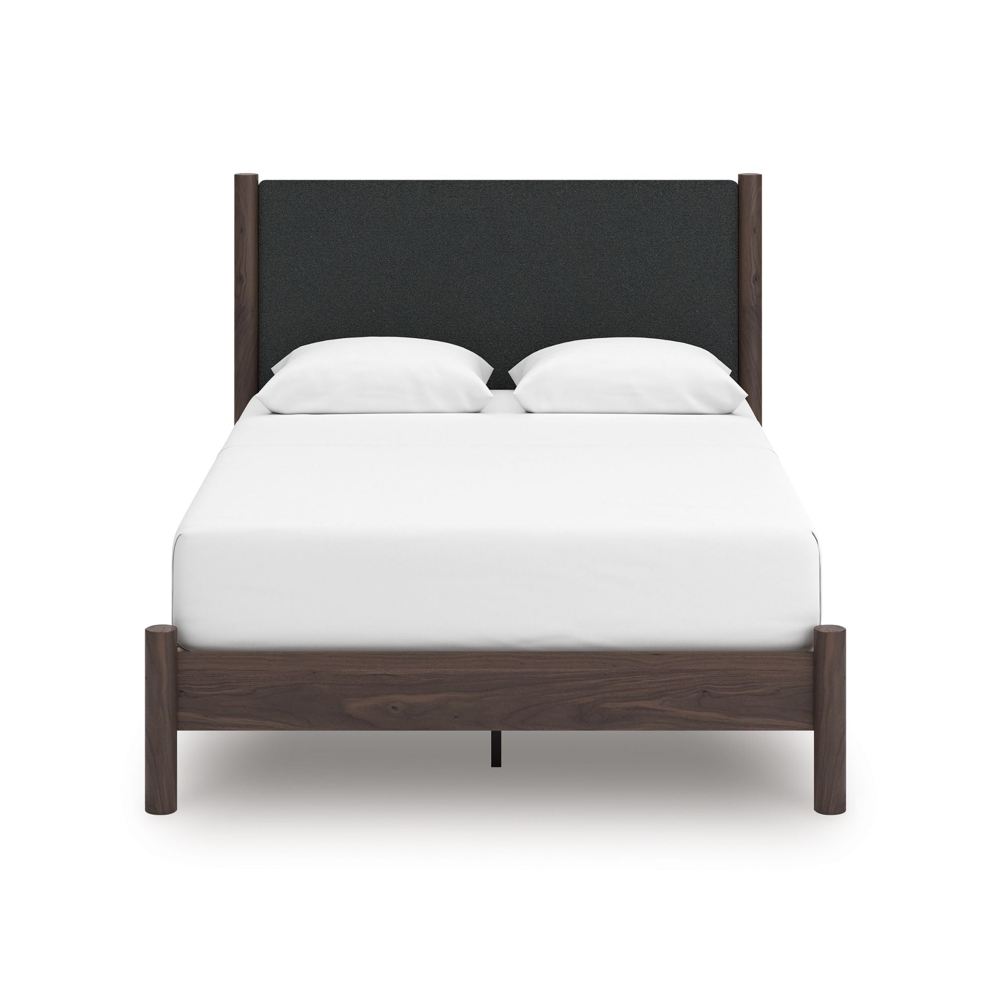 Ashley Pamytta upholstered panel bedroom set with a platform bed, featuring a padded headboard and coordinated bedroom furniture.