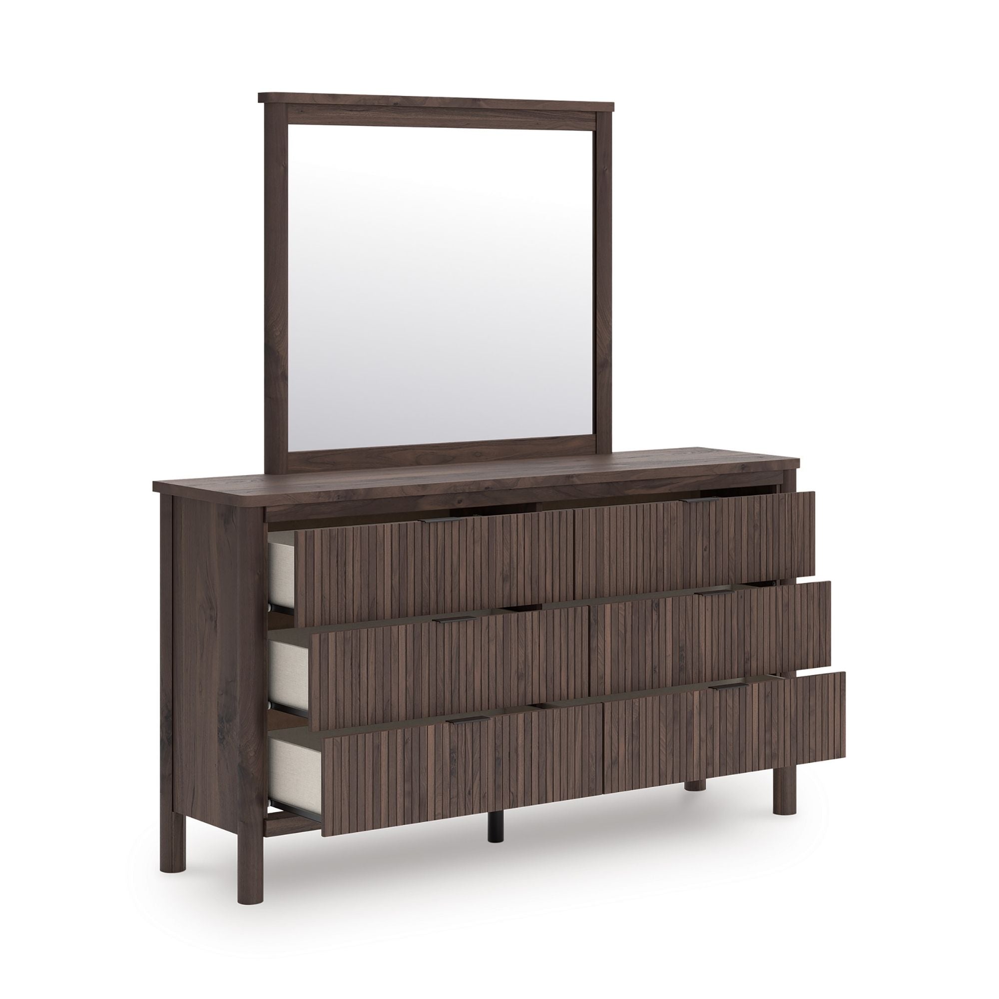 Ashley Pamytta upholstered panel bedroom set with a platform bed, featuring a plush headboard and coordinated bedroom furniture.