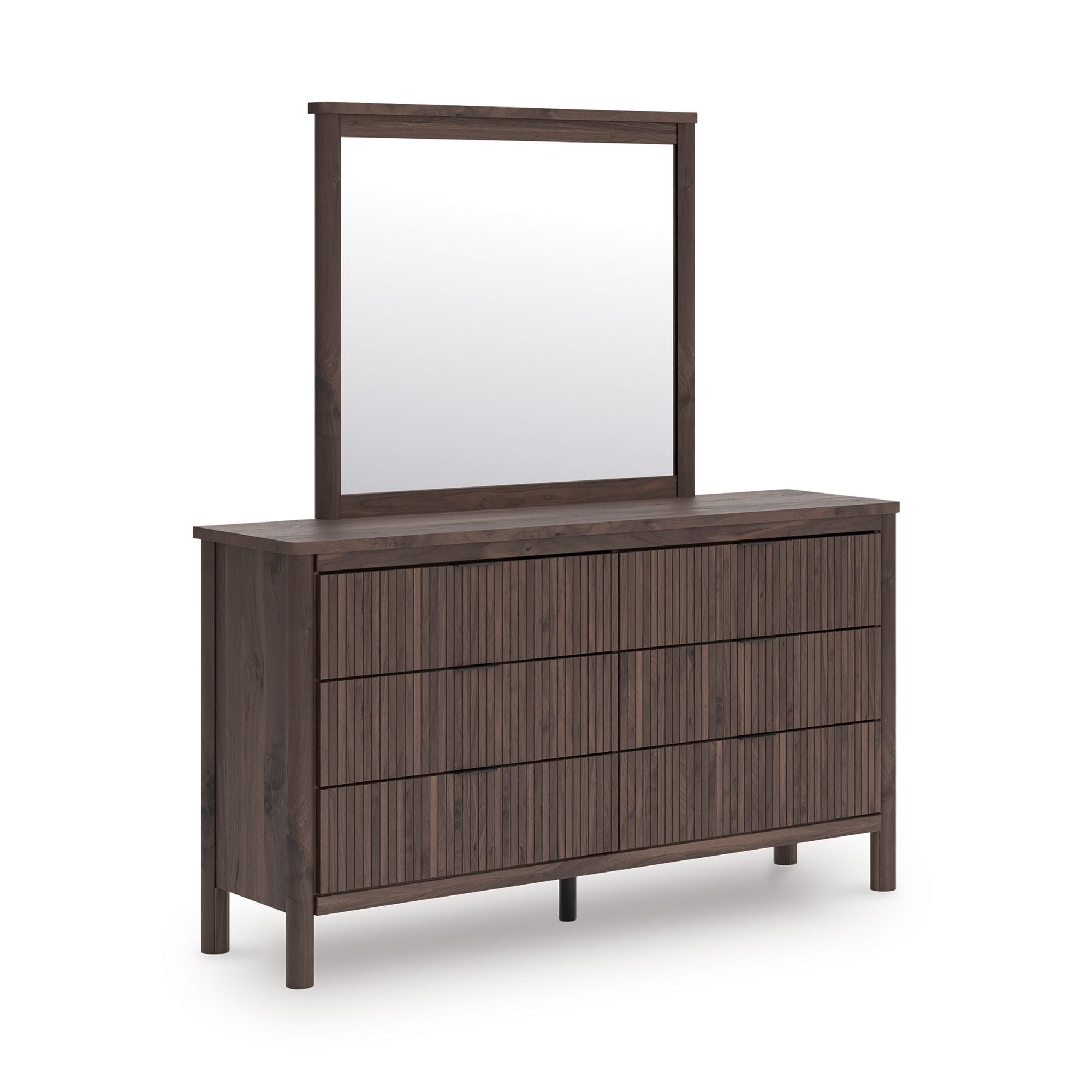 Ashley Pamytta upholstered panel platform bedroom set with a bed, nightstands, and coordinated bedroom furniture in a modern design