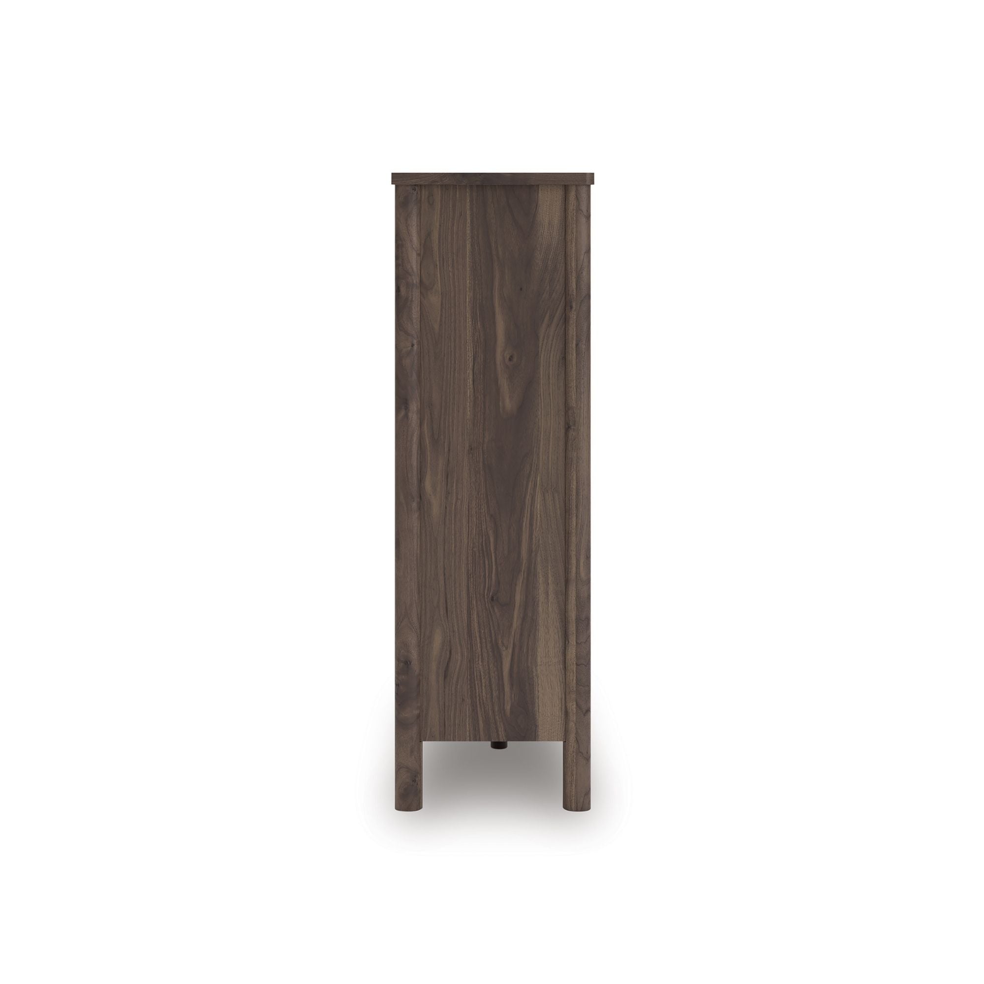 Brown Pamytta five-drawer wide chest by Signature Ashley with smooth drawer fronts and sturdy wooden construction.