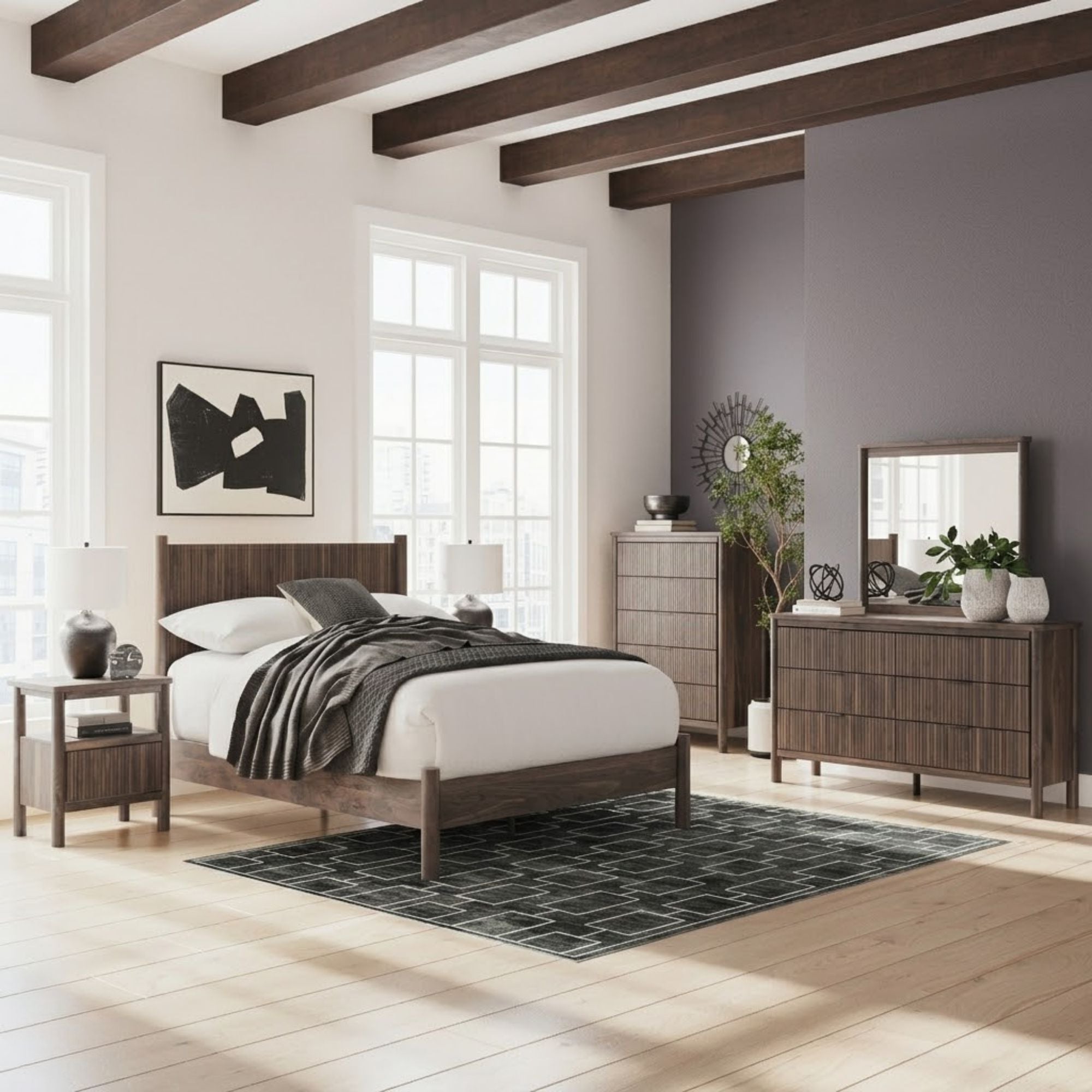 Signature Ashley Pamytta Panel Platform Bedroom Set with bed frame, headboard, and matching bedroom furniture in modern style.