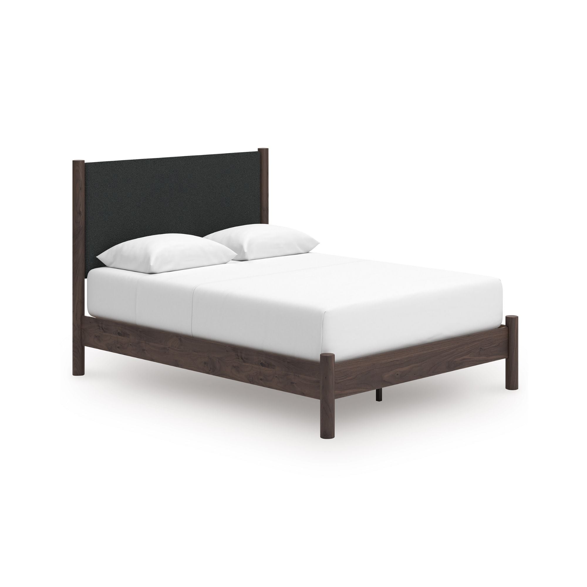 Pamytta upholstered panel platform bedroom set by Signature Ashley with a modern bed frame and matching nightstands in a cozy bedroom.