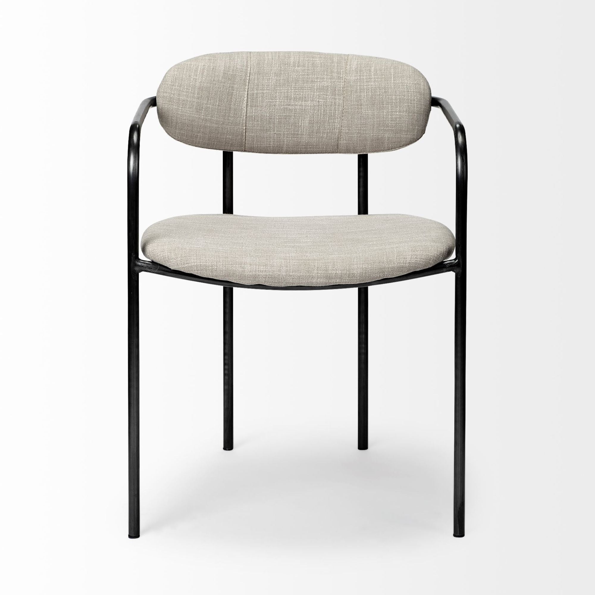 Beige Parker dining chair by Mercana Furniture featuring a modern design with a cushioned seat and wooden legs.