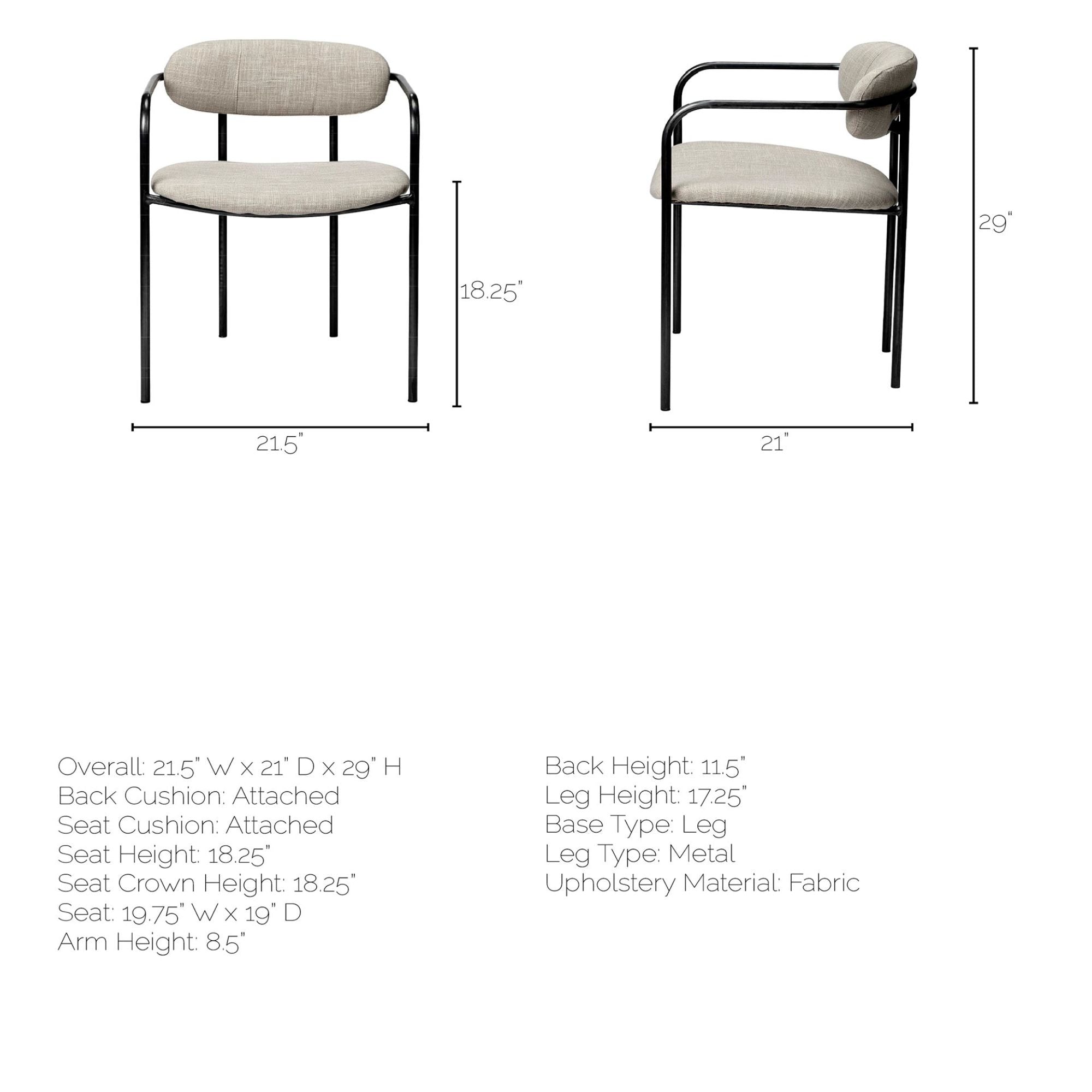 Beige Parker dining chair by Mercana Furniture with a modern wooden frame and upholstered seat, suitable for contemporary dining rooms.