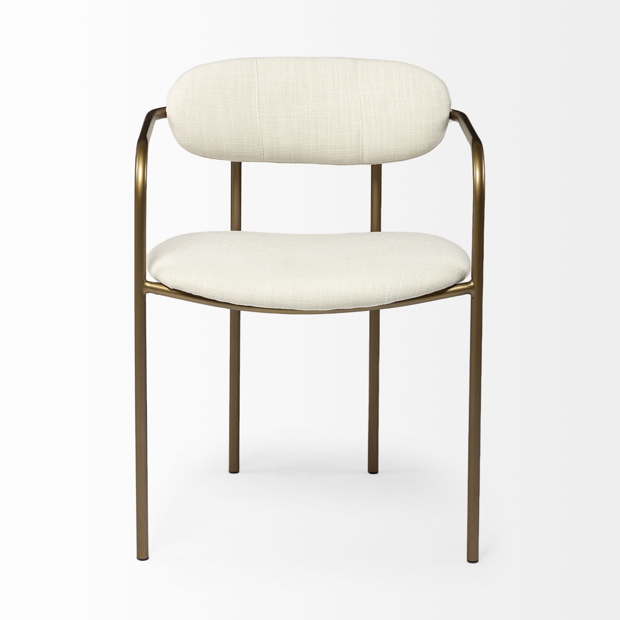 Cream Parker dining chair by Mercana Furniture with wooden legs and upholstered seat, showcasing elegant dining room style.