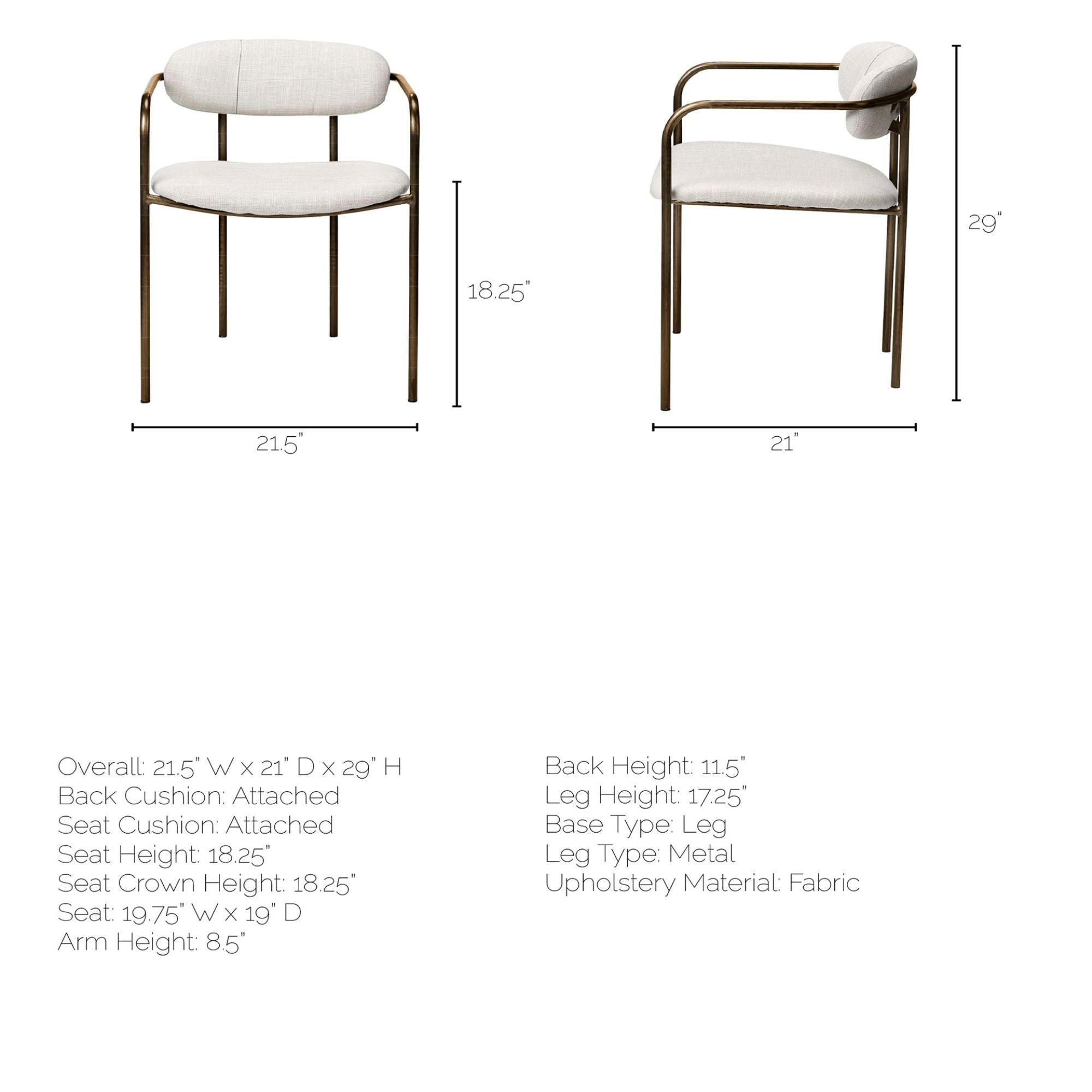 Cream Parker dining chair by Mercana Furniture with a modern design and cushioned seat for comfortable dining.