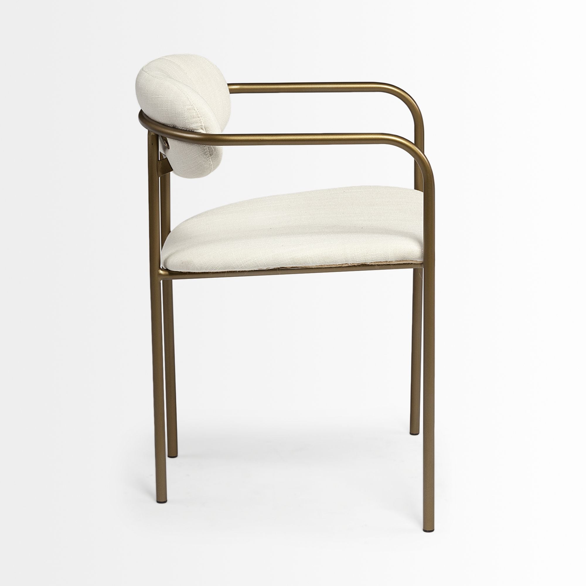 Cream Parker dining chair by Mercana Furniture featuring a modern design with cushioned seat and wooden legs.