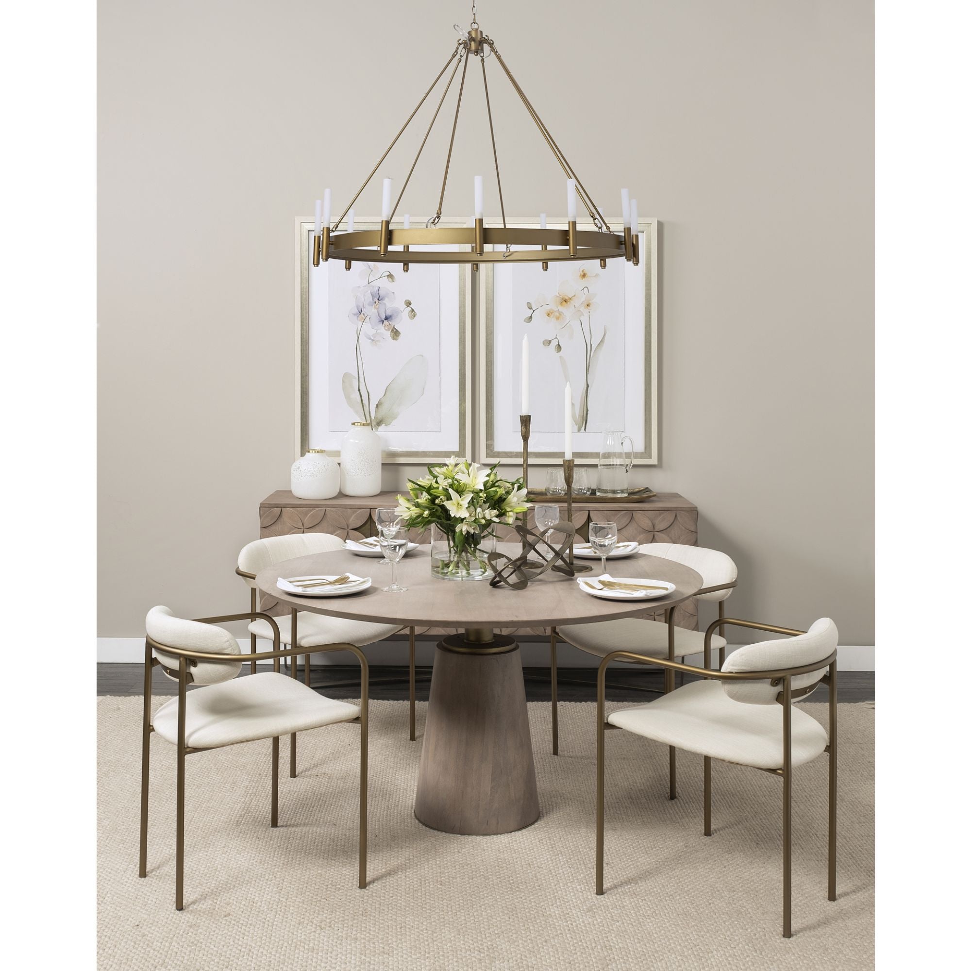 Cream Parker dining chair by Mercana Furniture with a modern design, showcasing cushioned seating and sleek wooden legs.