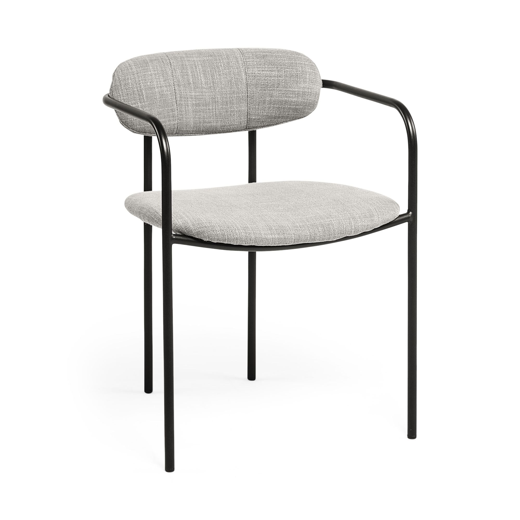 Gray Parker dining chair by Mercana Furniture featuring a modern design with a padded seat and wooden legs.
