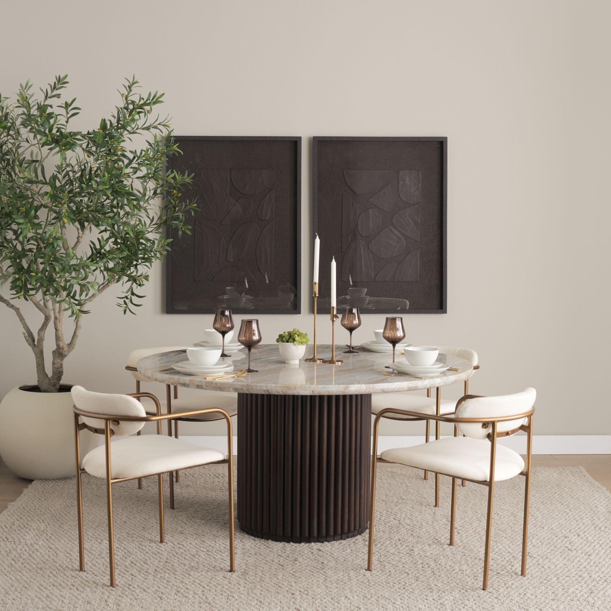 Mercana Furniture Parker VN Dining Chair with upholstered seat and wooden legs, showcasing a modern design in a dining room setting.