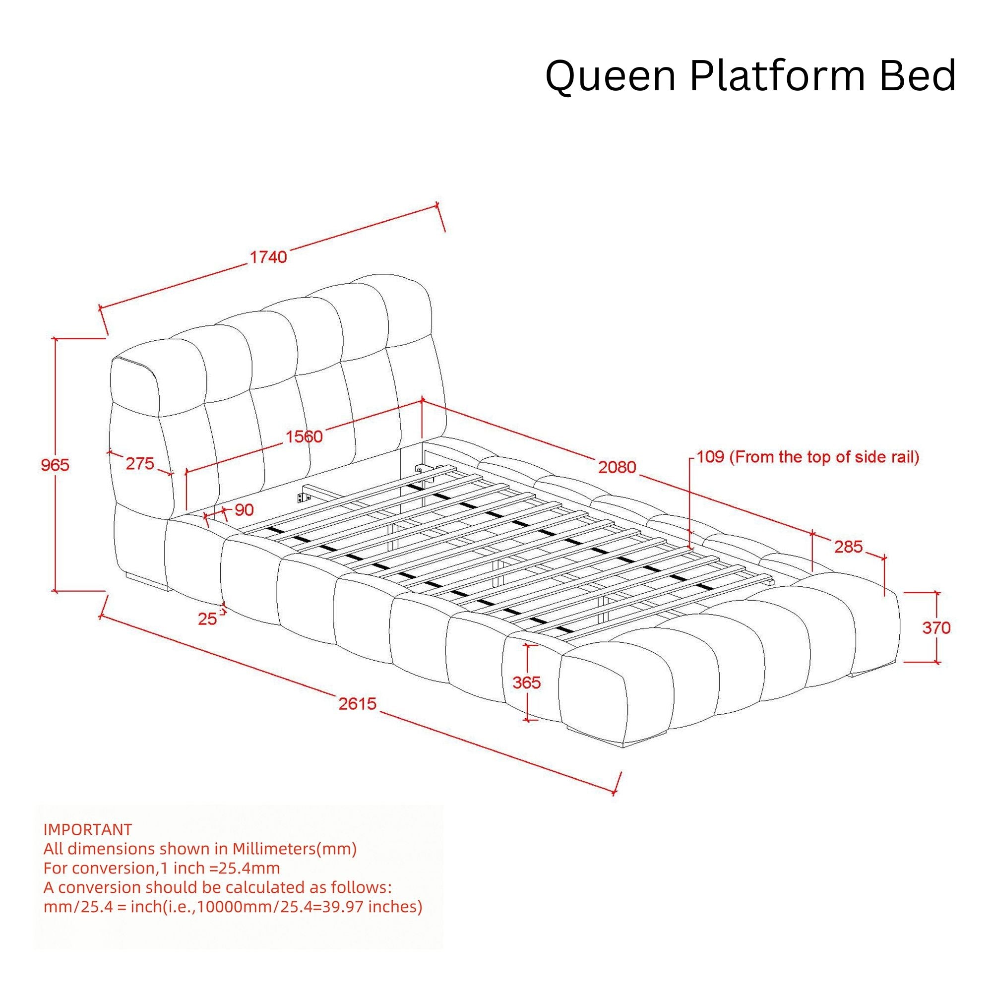 Pasha Platform Bed in Beige Pearl (Pre-order)