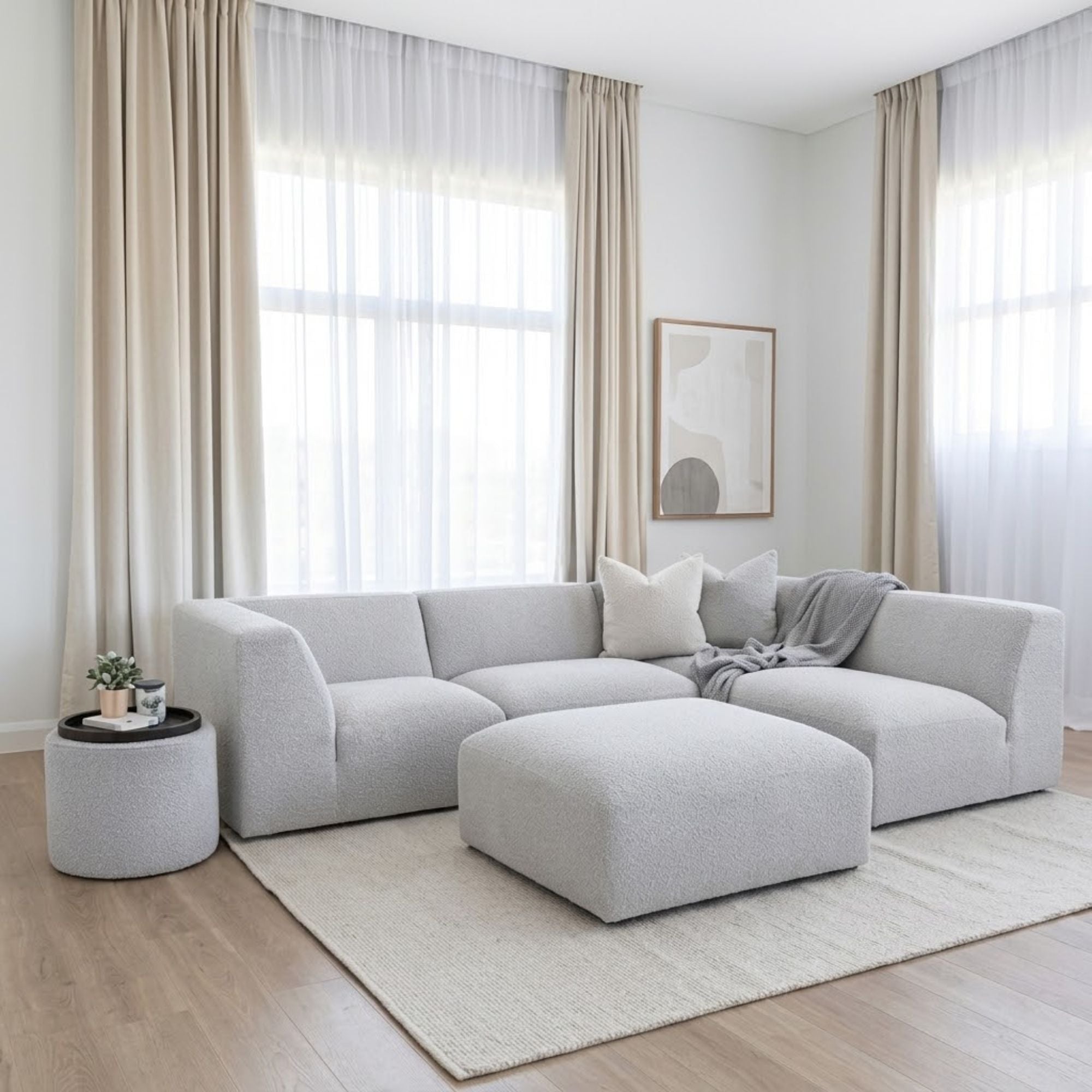Canadian-made Sora 4-piece Modular Sectional with Ottoman