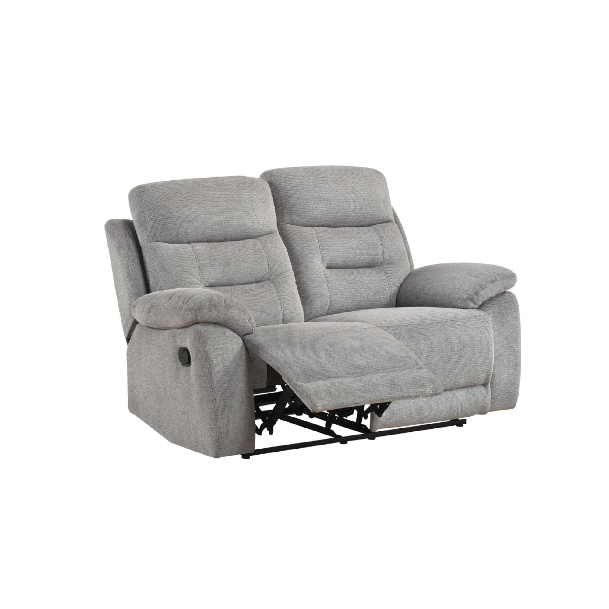 MAZ Perrin recliner loveseat featuring plush cushions and reclining seats in a modern design, perfect for comfortable living rooms.