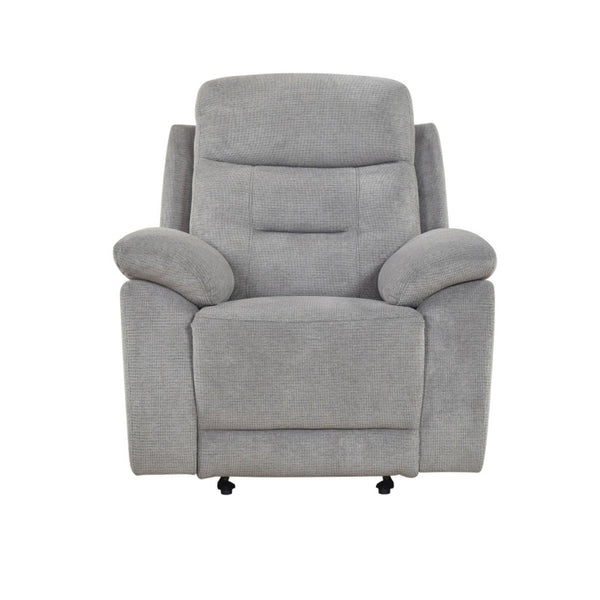 MAZ Perrin reclining chair with plush fabric upholstery and adjustable backrest for comfortable seating.