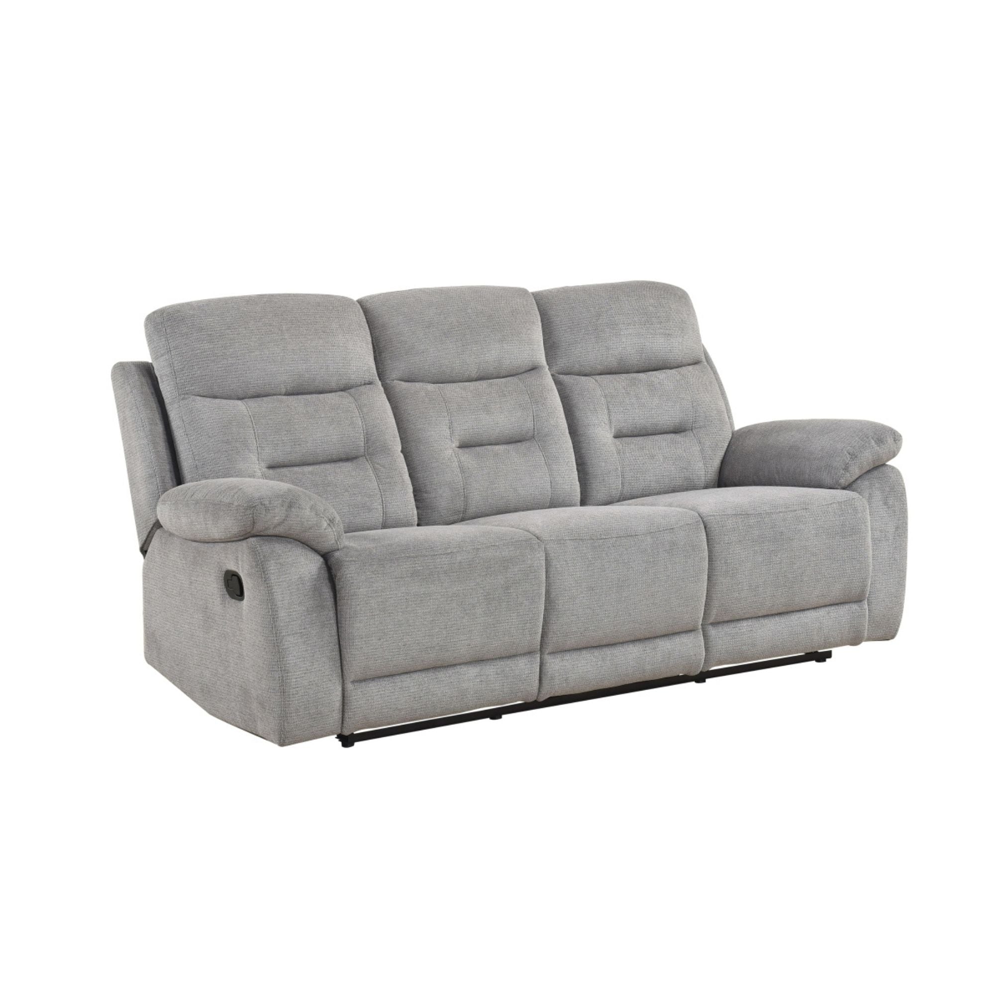 MAZ Perrin reclining sofa with plush cushions and modern design, featuring a comfortable fabric upholstery.