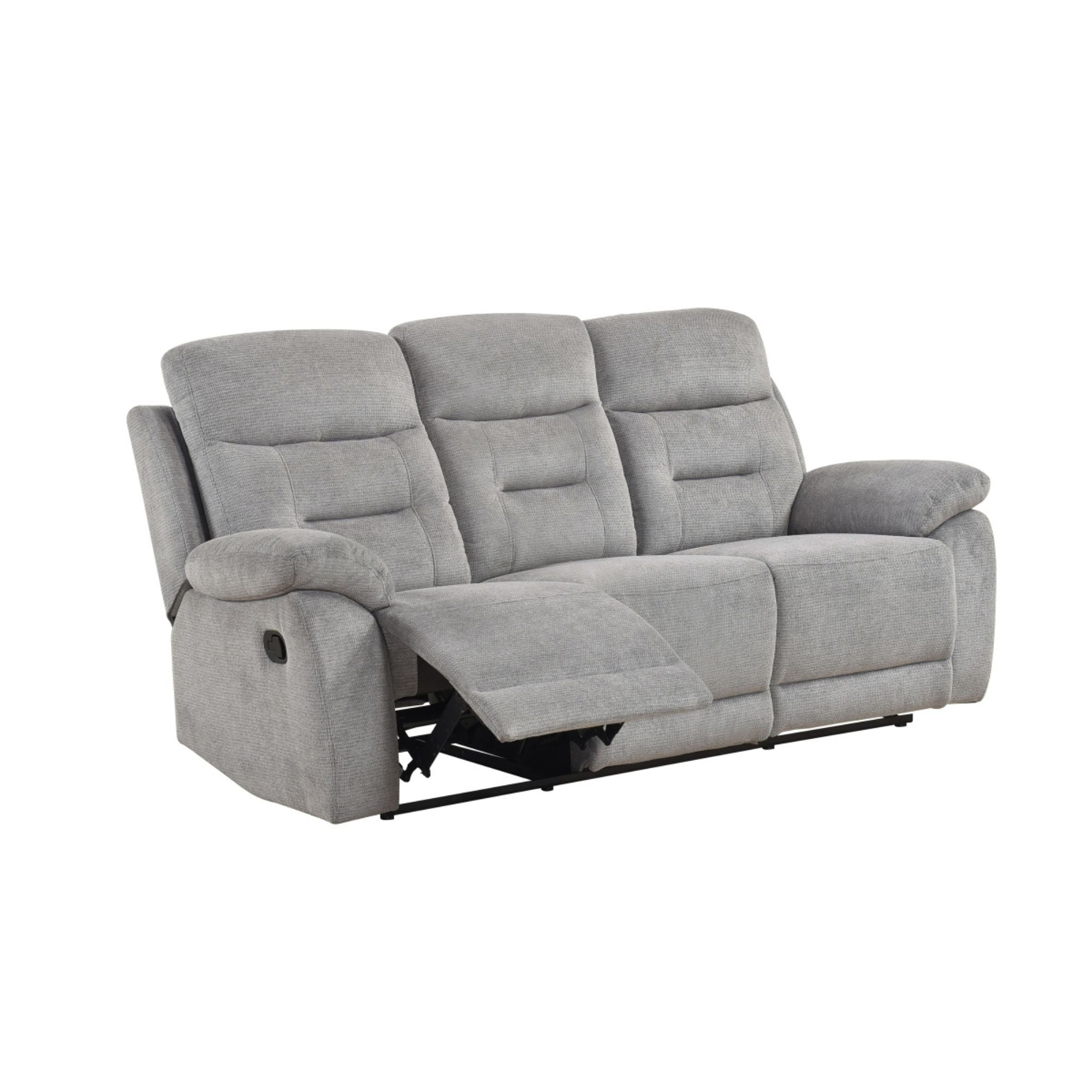 MAZ Perrin recliner sofa with plush upholstery and reclining feature, shown in a modern living room setting.