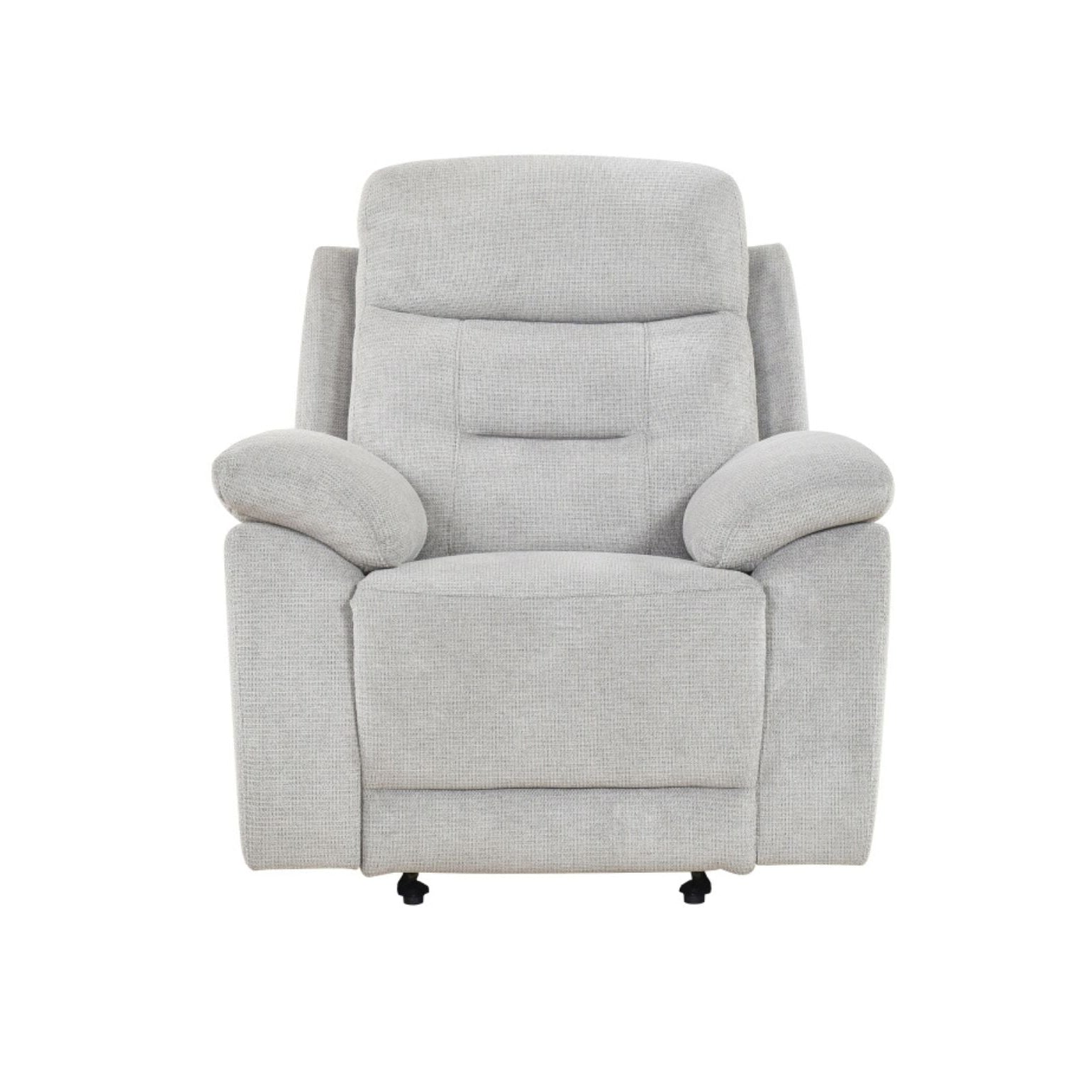 Beige MAZ Perris glider recliner chair with plush cushioning and wooden base, designed for comfortable seating and relaxation.