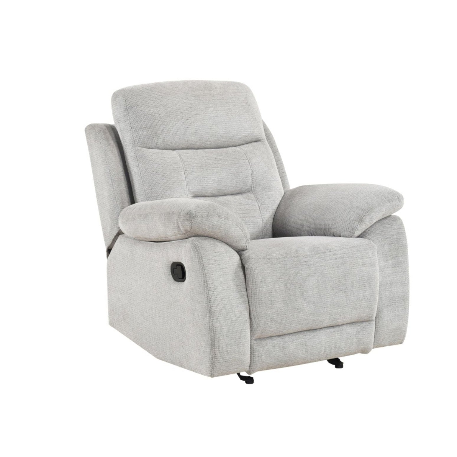 MAZ Perris Glider Recliner Chair in beige fabric with padded armrests and cushioned seat, designed for comfortable lounging.