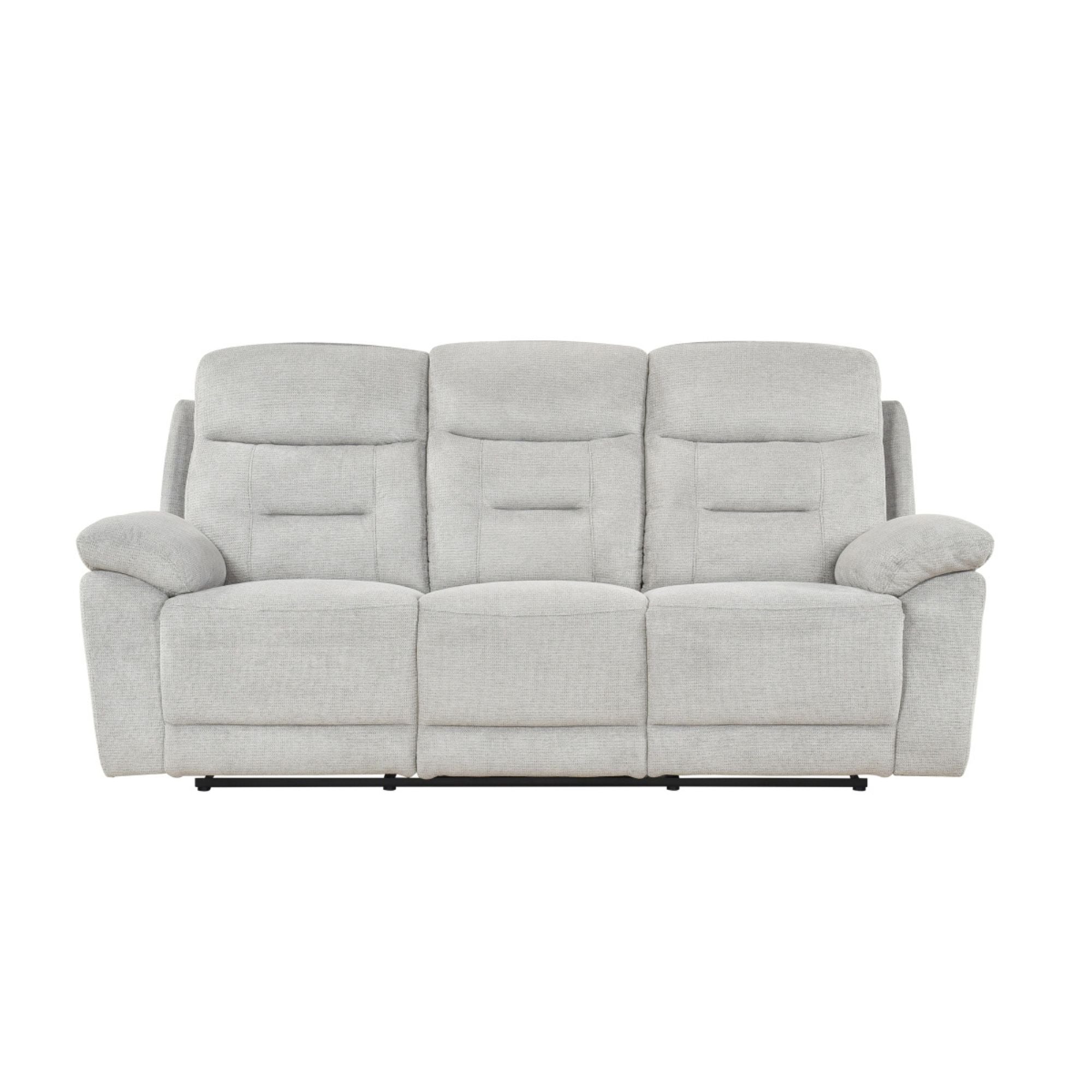 MAZ Perris recliner sofa with plush cushions and reclining feature, modern design in a neutral fabric for comfortable living room seating.