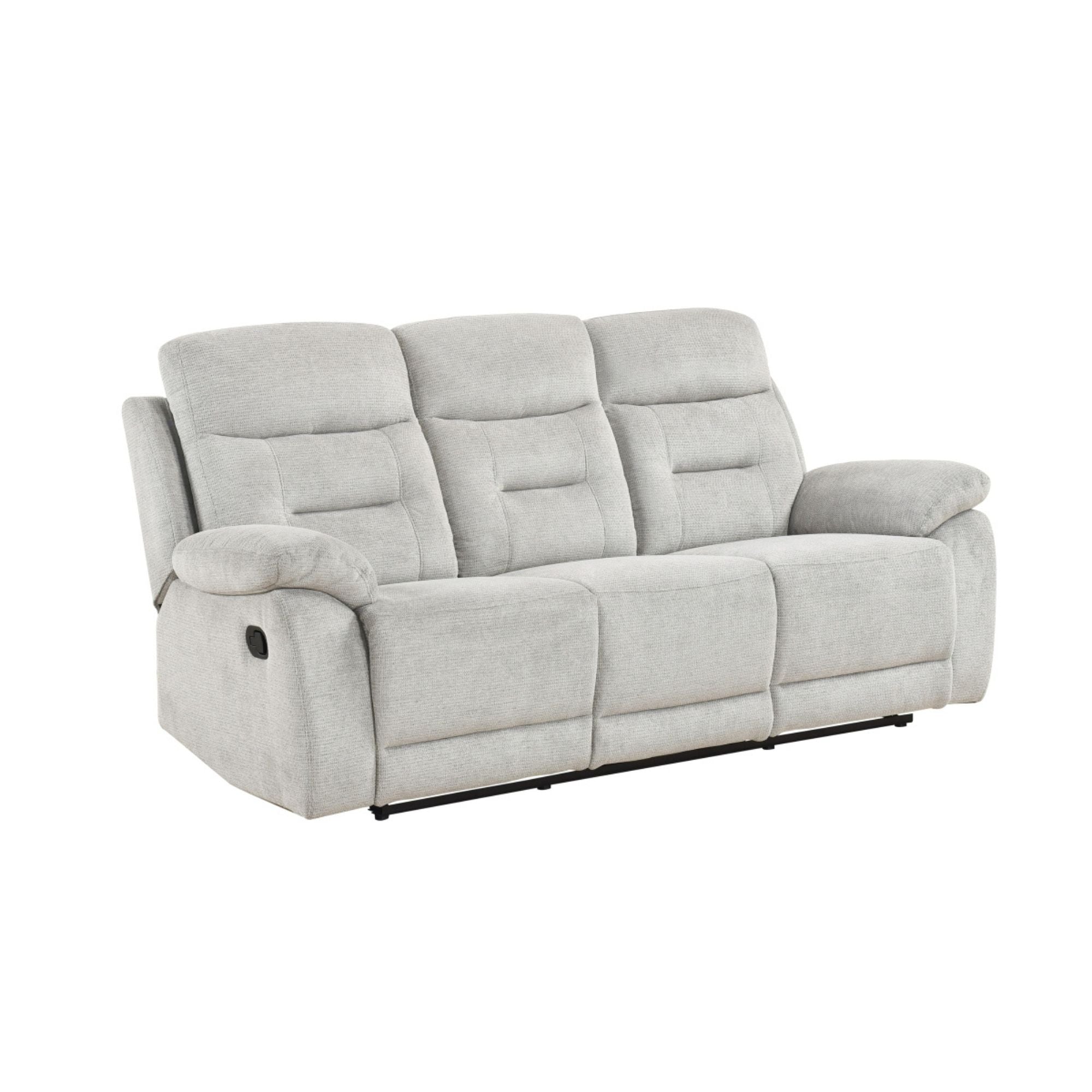 MAZ Perris reclining sofa with plush cushions and wooden legs, showcasing a modern design and comfortable seating.