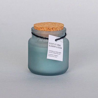 “Blueberry & Cream” Scented Candle with Cork Lid Blue Grey
