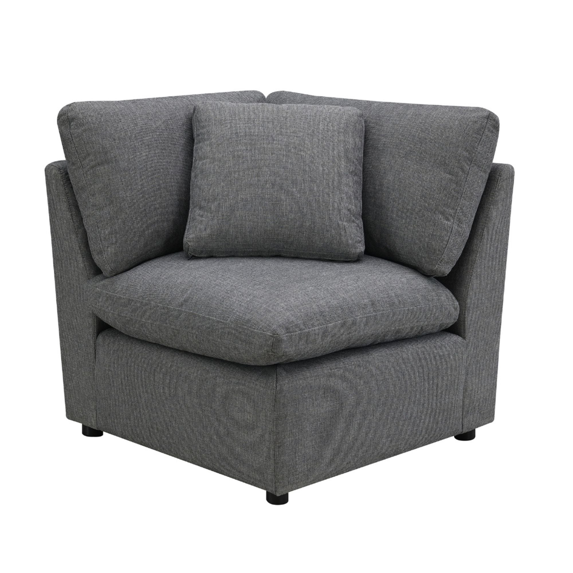 Grey MAZ Pippa Collection 6-piece modular sectional sofa with clean lines and plush cushions, designed for versatile living room setups.