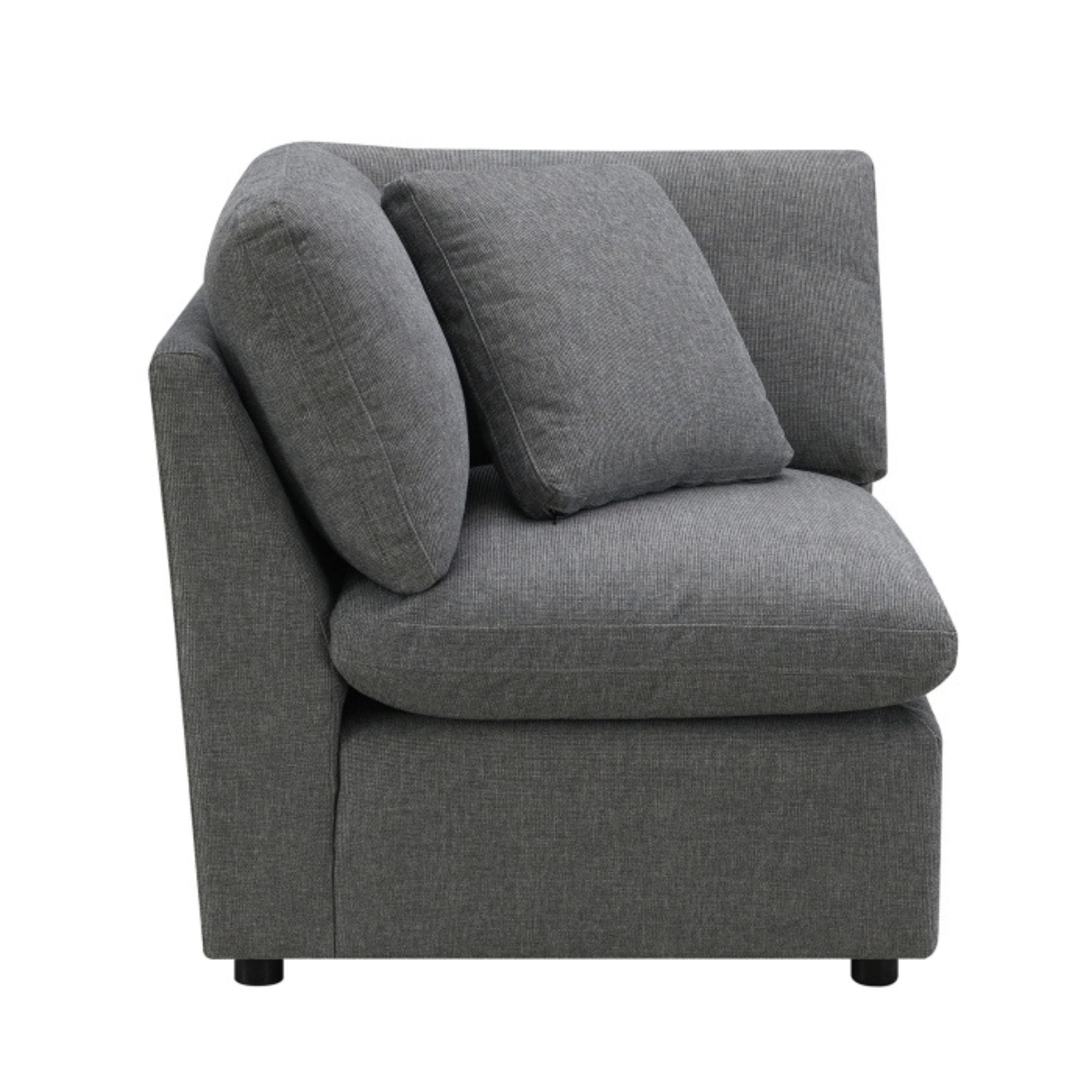 Grey MAZ Pippa Collection 6-piece modular sectional sofa with clean lines and plush cushions, perfect for modern living rooms.