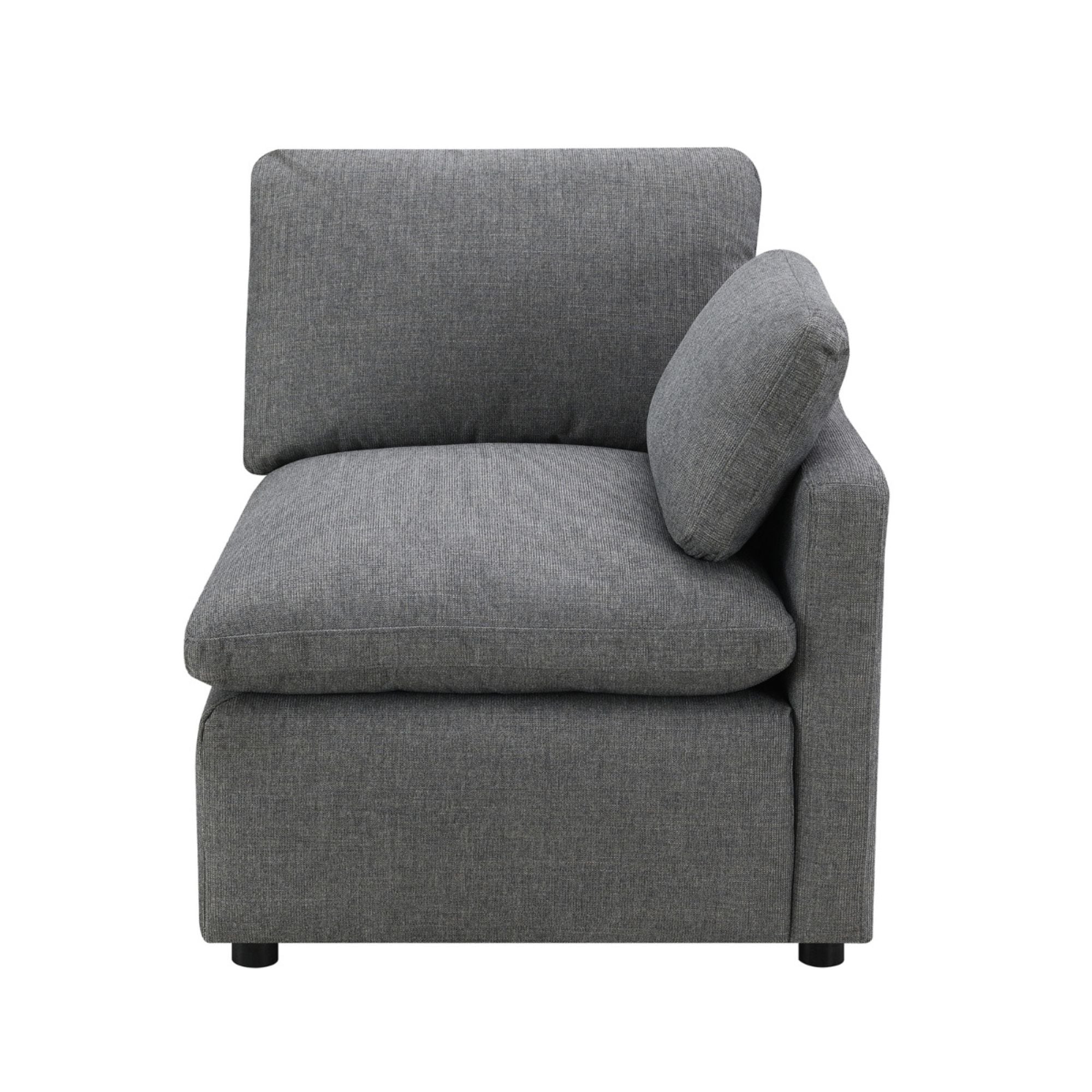 Grey MAZ Pippa Collection 6-piece modular sectional sofa with plush cushions and modern design, perfect for versatile living spaces.