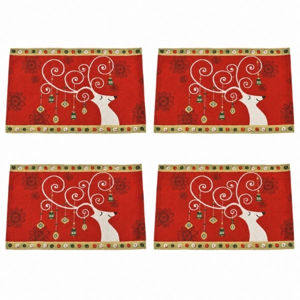 13" x 20" Tapestry Reindeer Placemat (Set of 4)