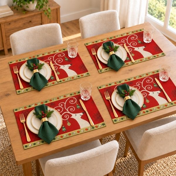 13" x 20" Tapestry Reindeer Placemat (Set of 4)