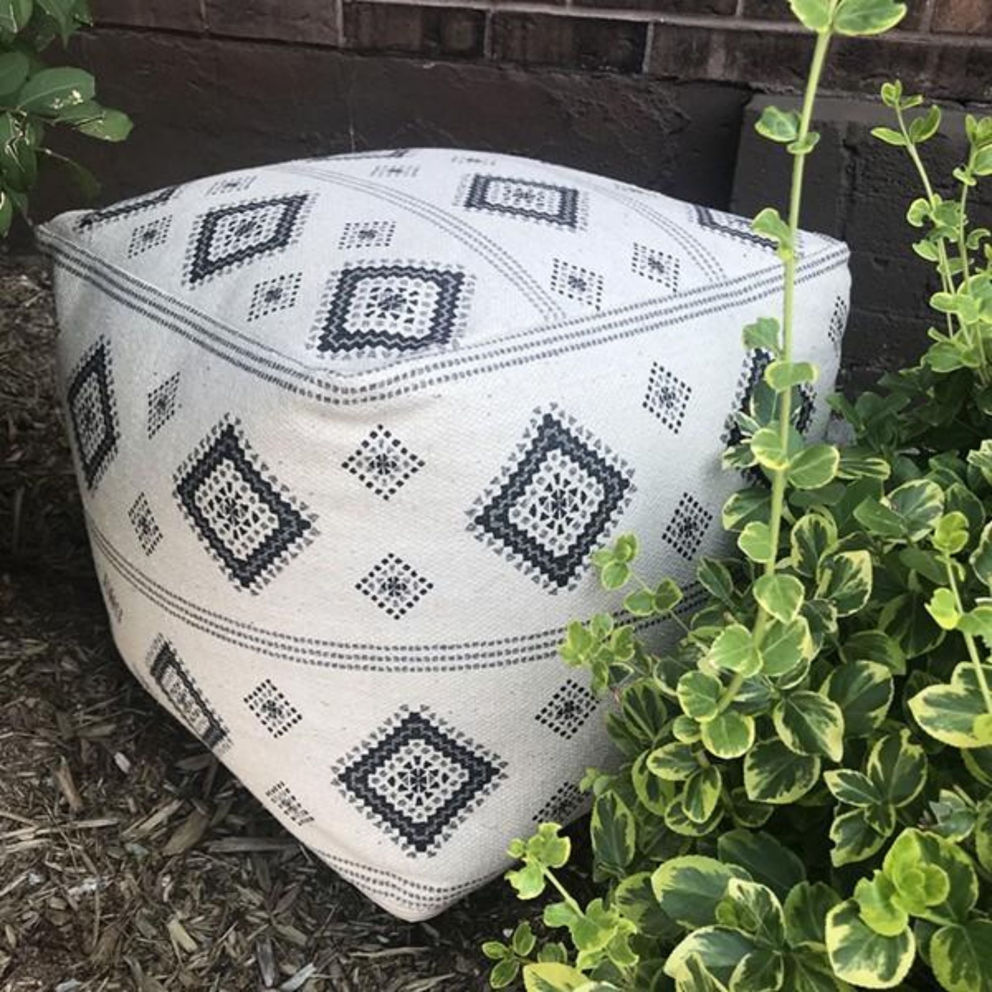 Vintage French Print Cotton Pouf | CastleUp Experience Centre Online Furniture