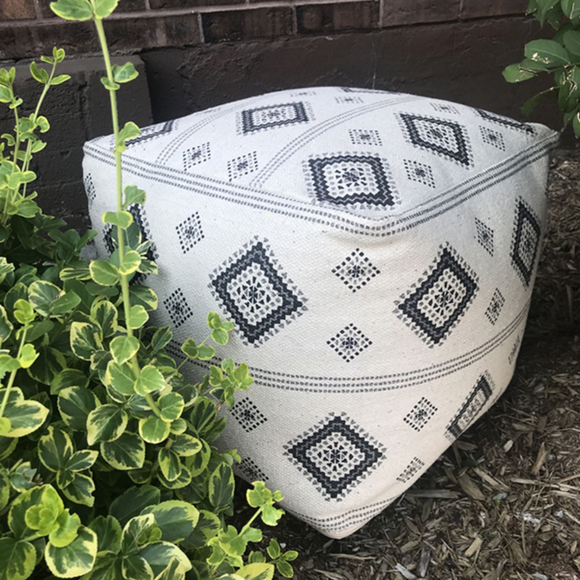 Vintage French Print Cotton Pouf | CastleUp Experience Centre Online Furniture