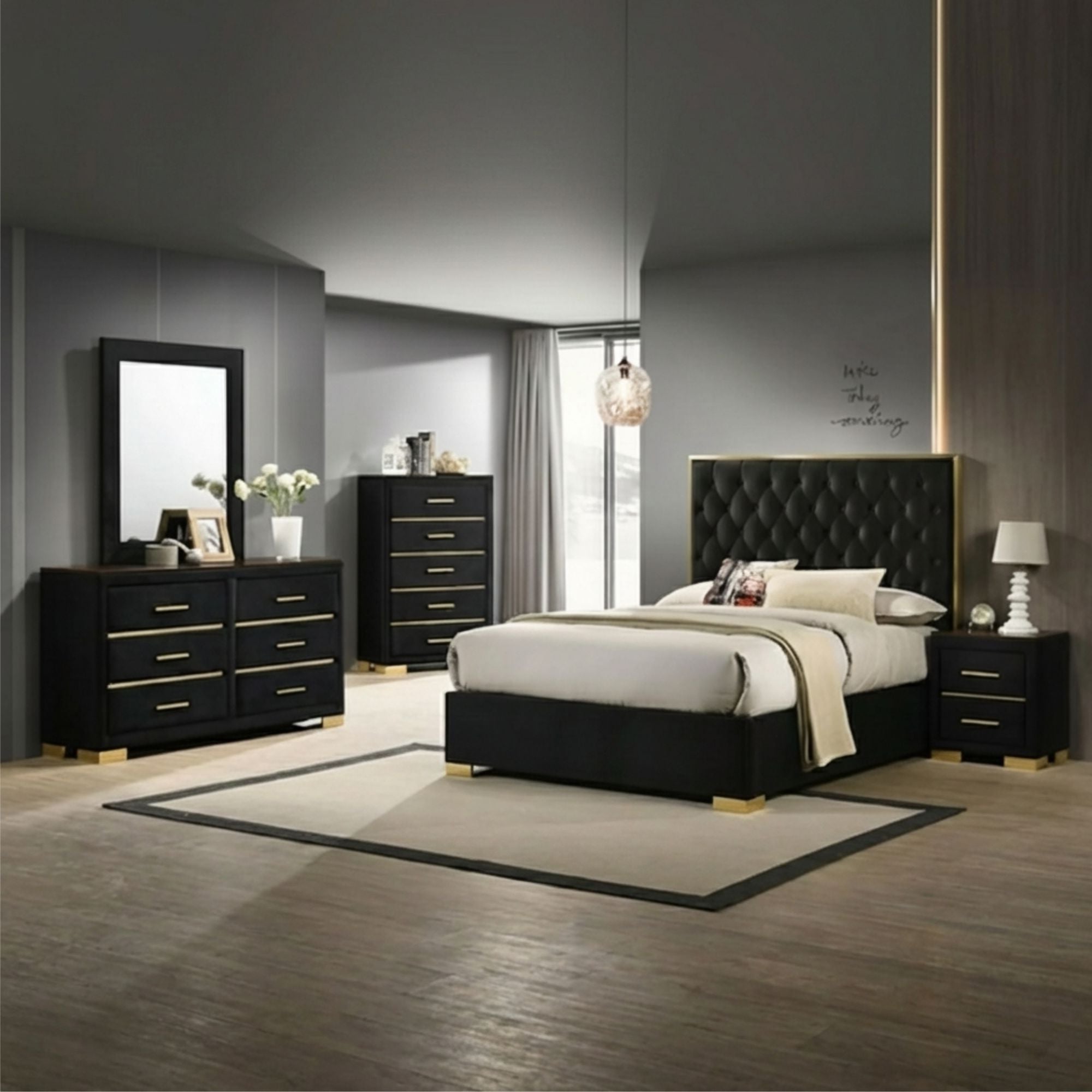 Chloe 6pc Bedroom Set in Black | CastleUp Experience Centre