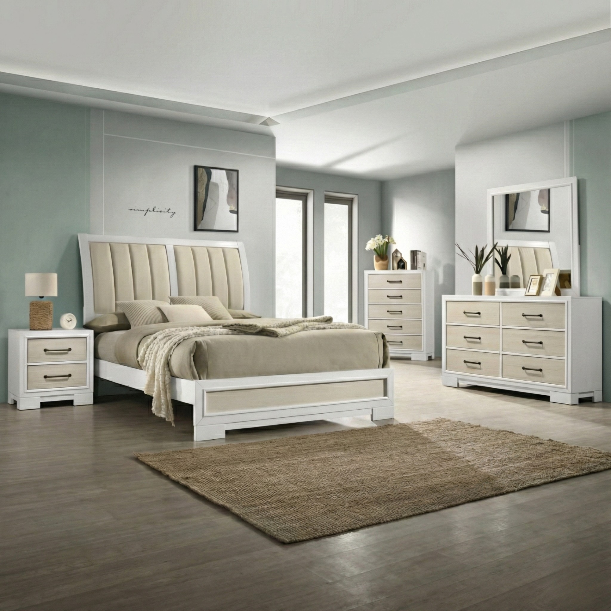Flora 8PC Queen Bedroom Set in White 40922 | CastleUp Experience Centre