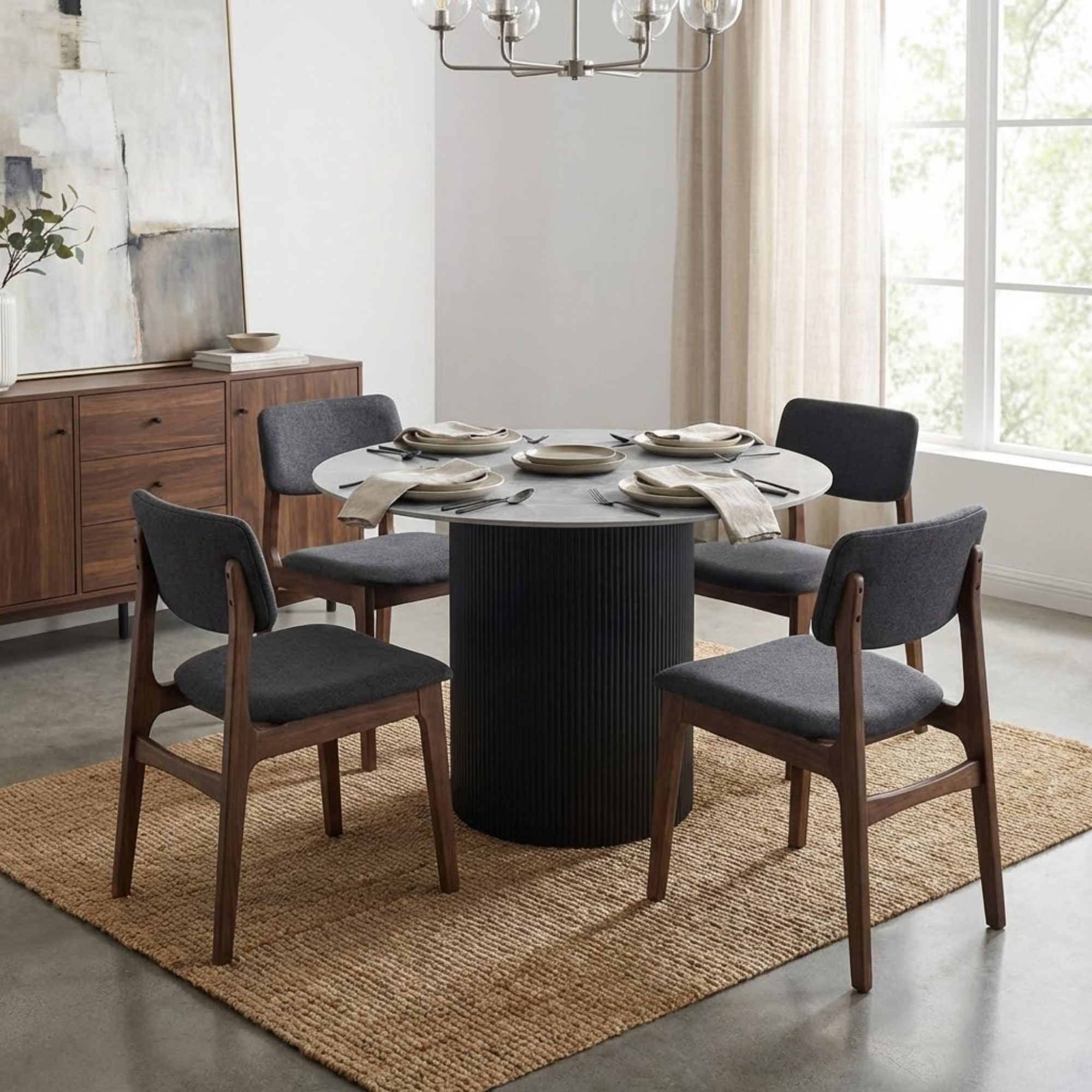 Roman Dining Table with Ceramic Top in Black | CastleUp Experience Centre Online Furniture