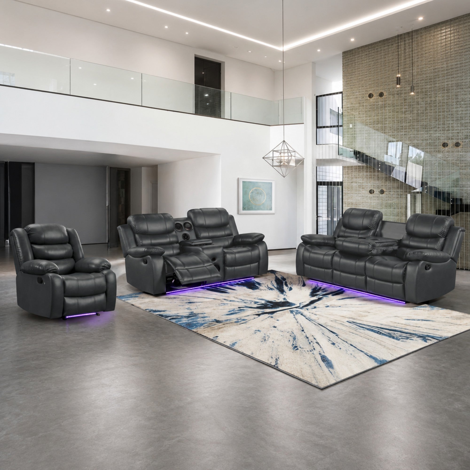 DeWolffe Reclining Set in Grey | CastleUp Experience Centre Online Furniture
