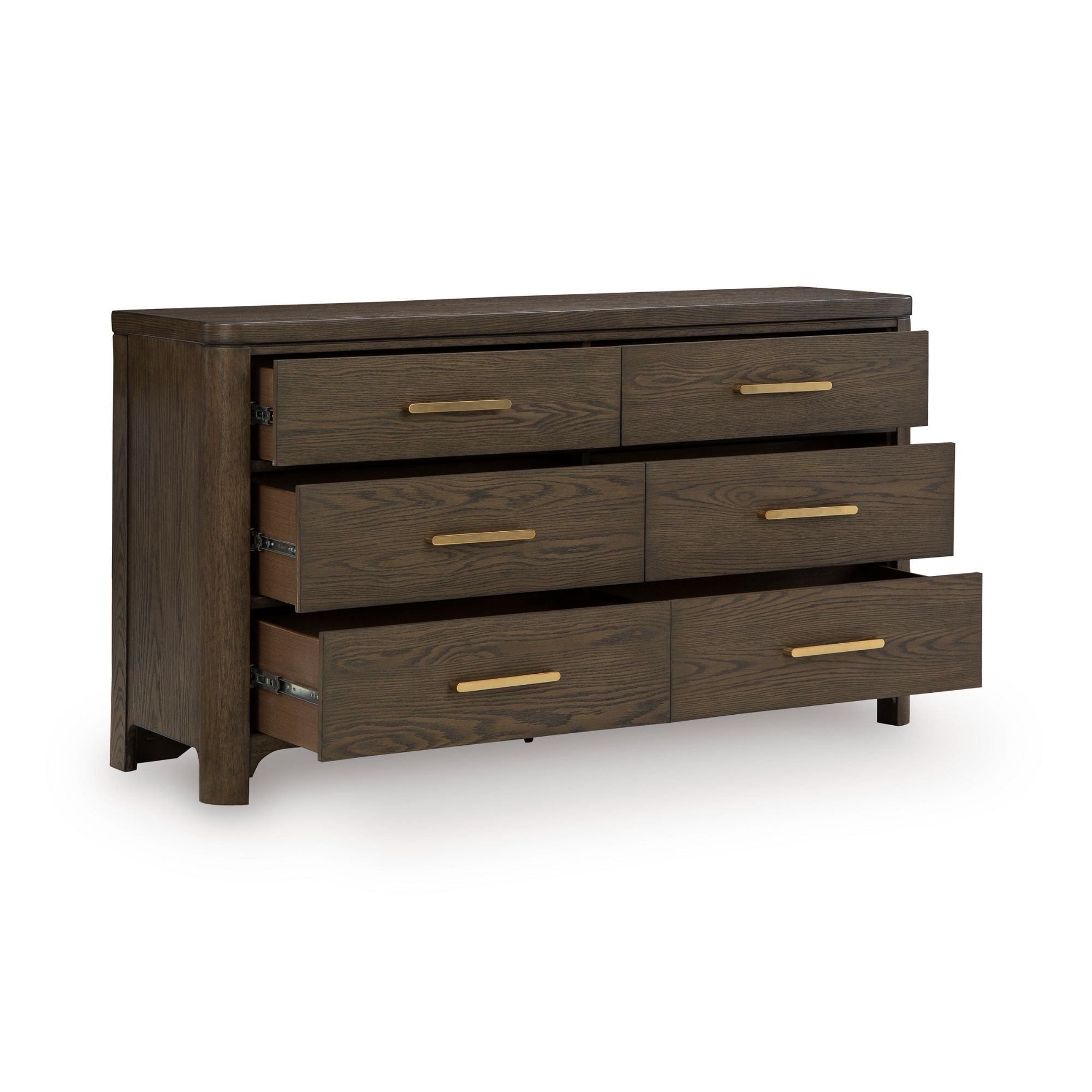 Radkin dresser and mirror from Signature Design by Ashley, showcasing a modern bedroom furniture set with wood finish and sleek hardware.