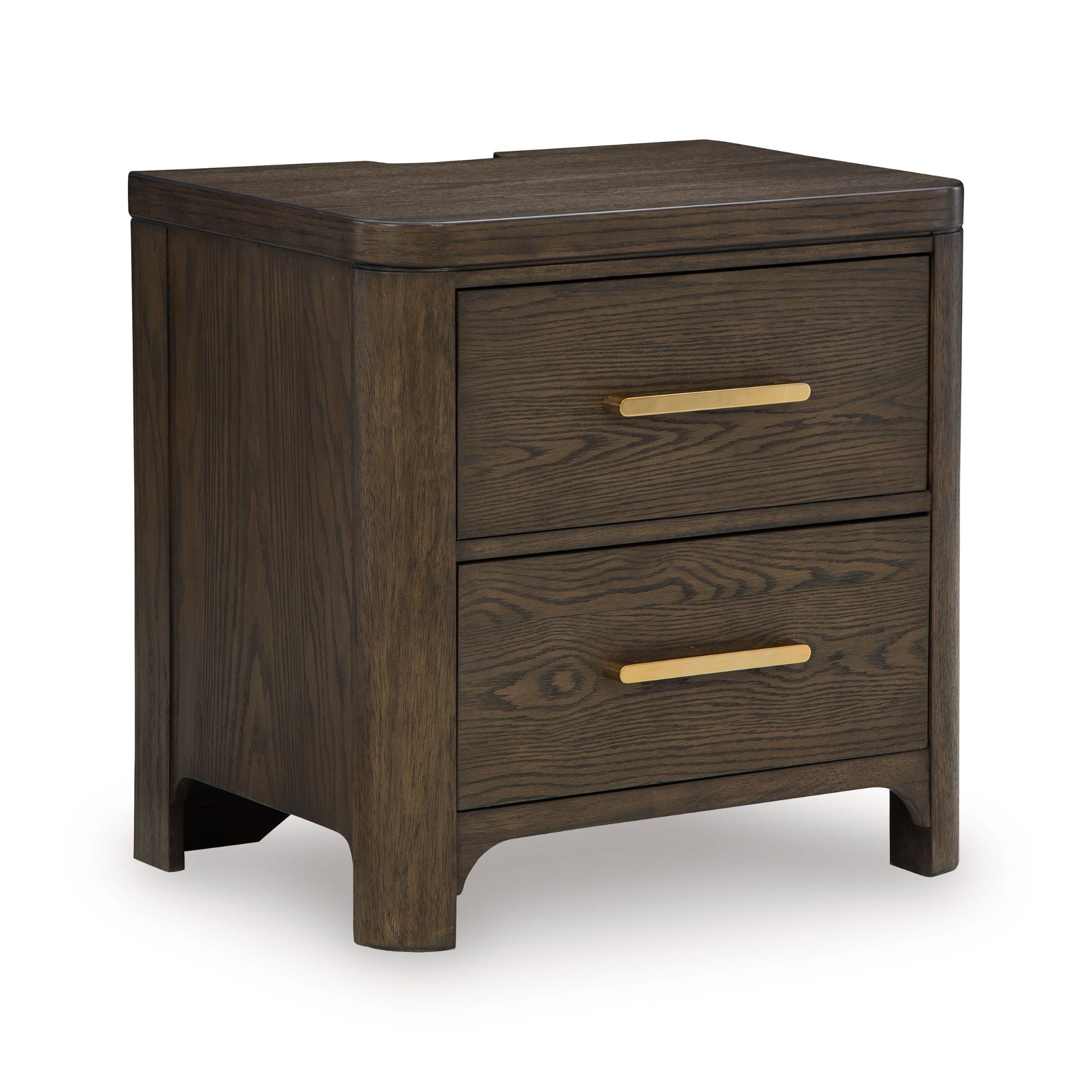 Radkin two-drawer nightstand from Signature Design by Ashley, showcasing a modern bedroom furniture piece with sleek drawers.