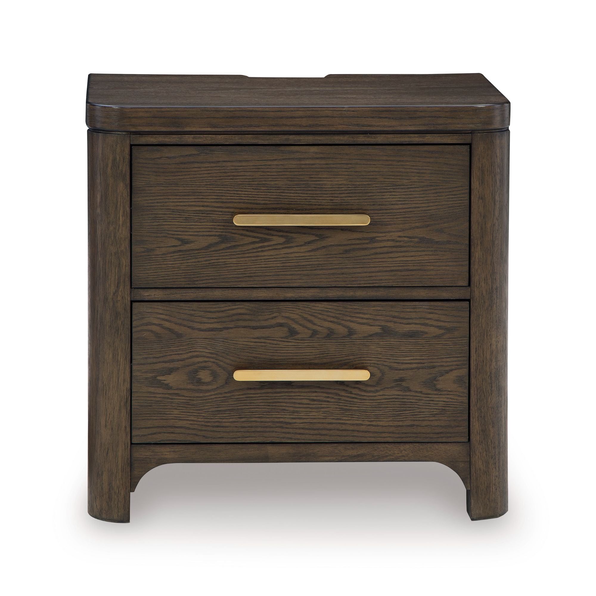Radkin two-drawer nightstand from Signature Design by Ashley, featuring a sleek wood finish and modern bedroom storage.